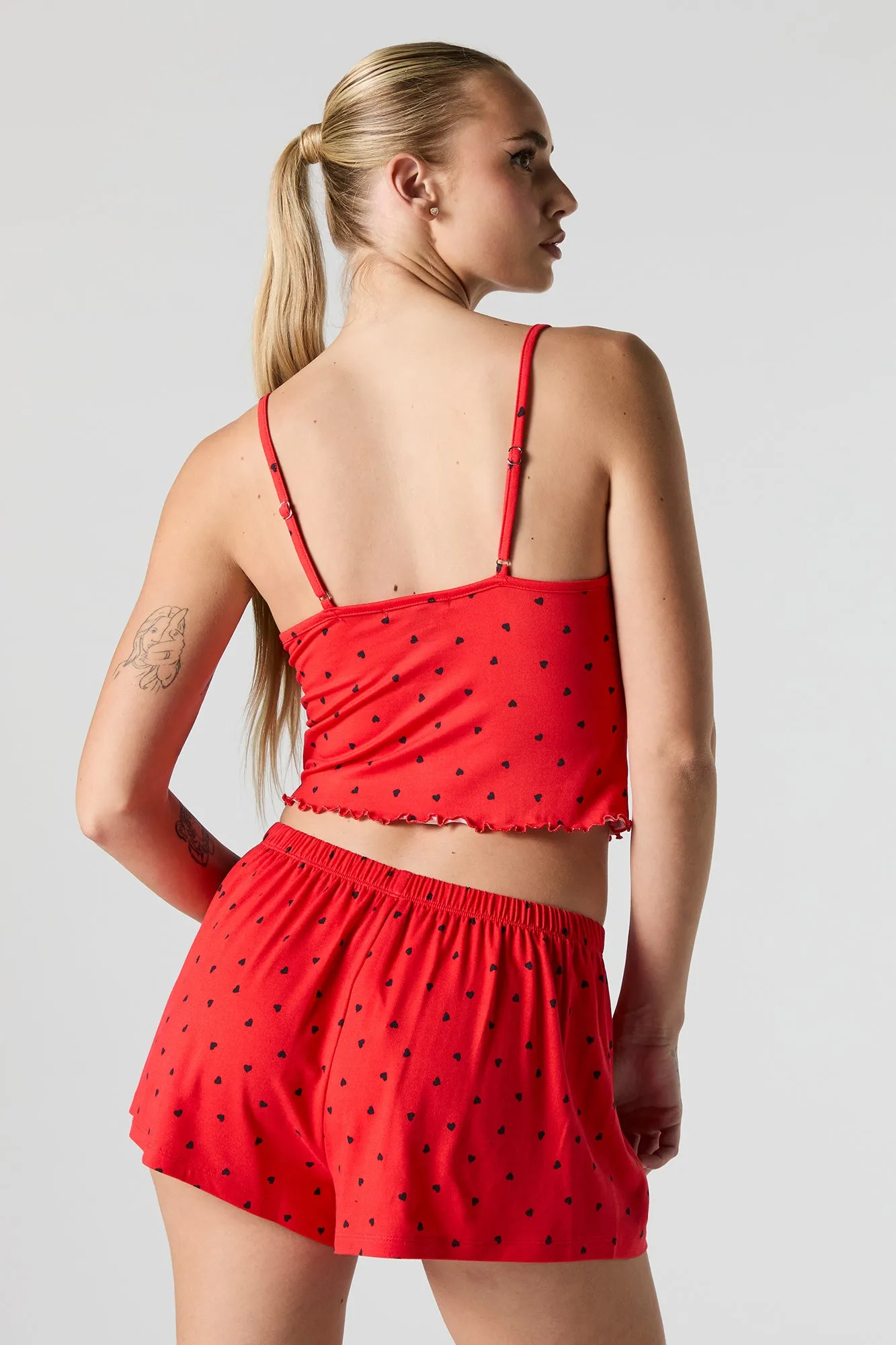 Soft Printed Lace Trim Tank & Short 2 Piece Pajama Set sold by Urban Planet product image thumbnail 2
