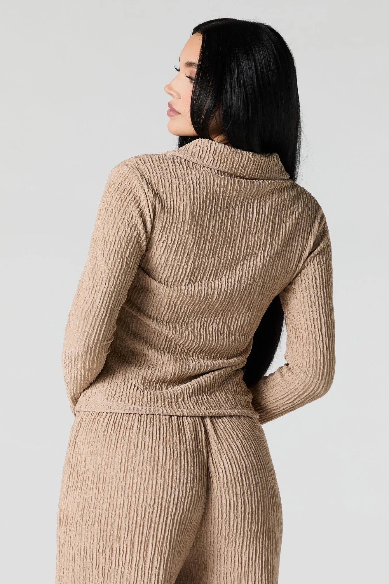 Textured Button Front Long Sleeve Top sold by Urban Planet product image thumbnail 2