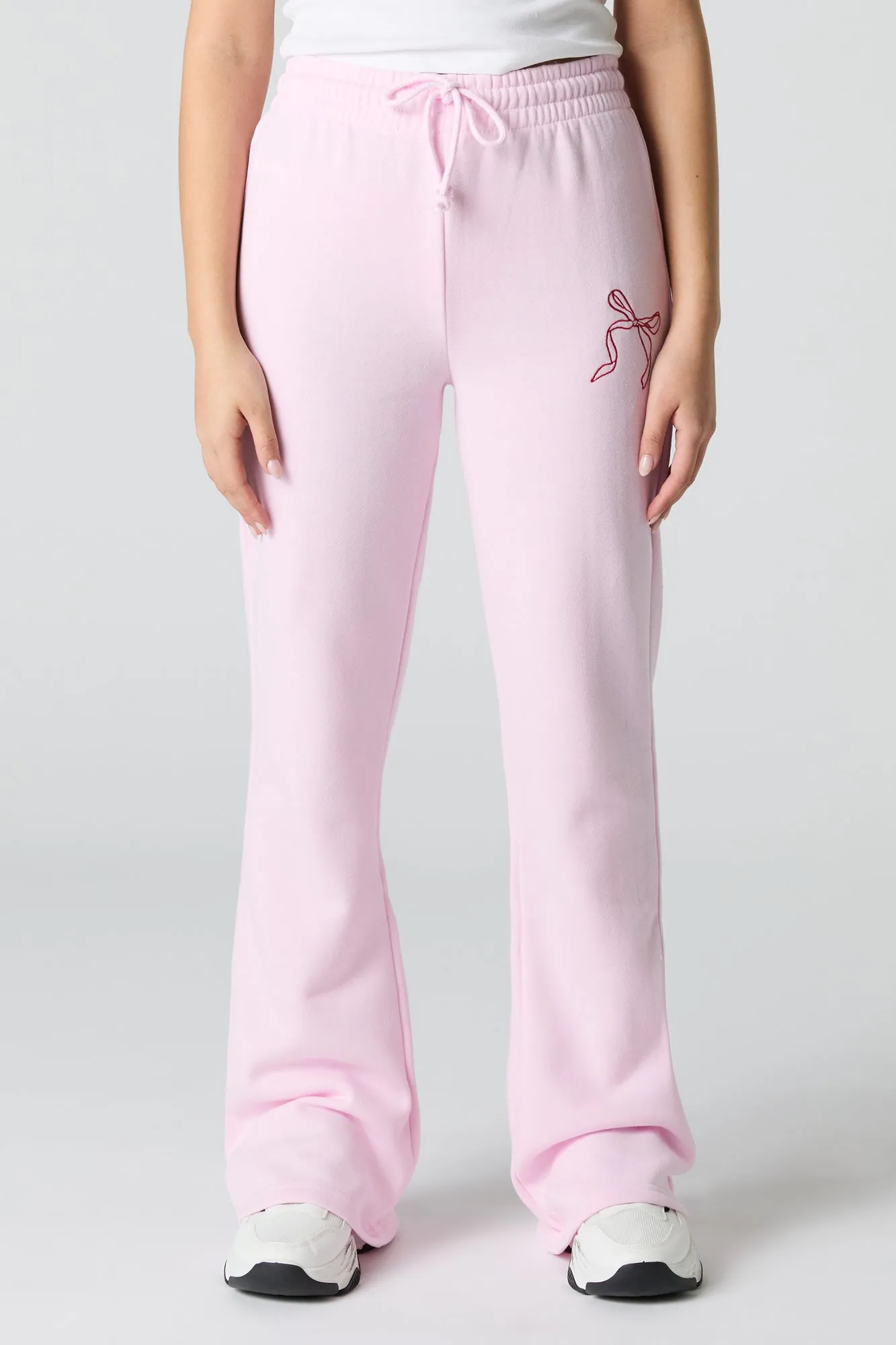 Bow Embroidered Fleece Flare Sweatpant sold by Urban Planet product image thumbnail 2
