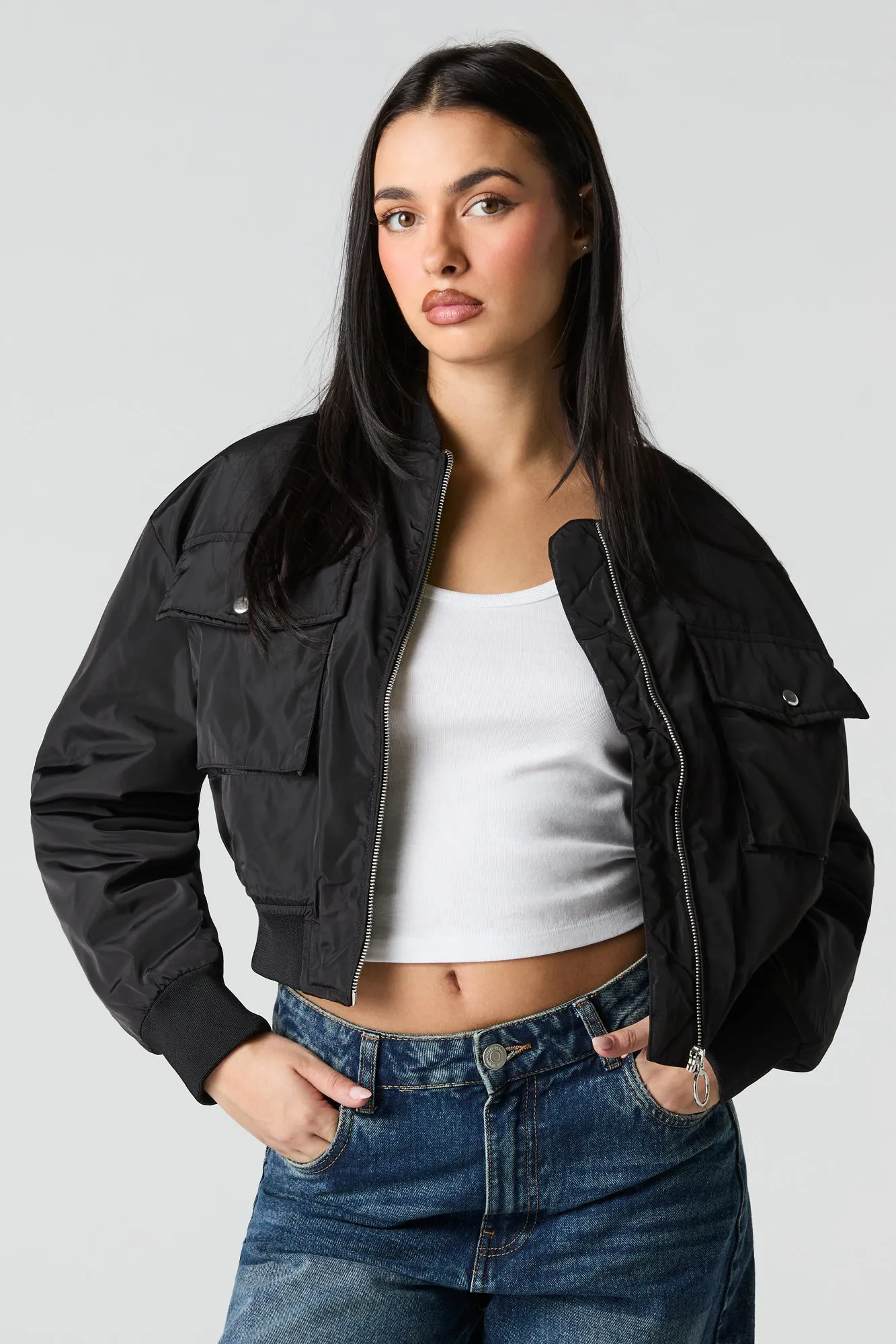 Cropped Bomber Jacket sold by Urban Planet product image thumbnail 4