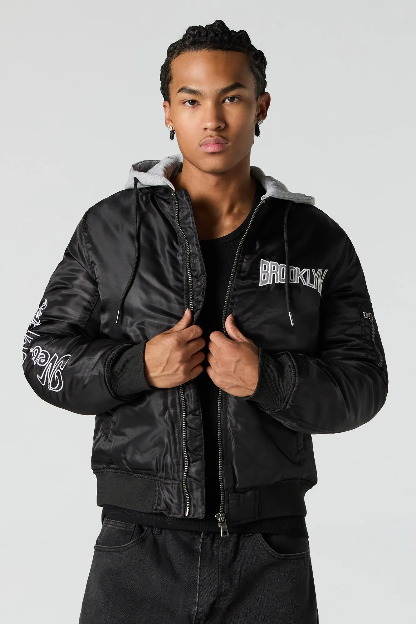 New York Embroidered Bomber Jacket sold by Urban Planet product image thumbnail 5