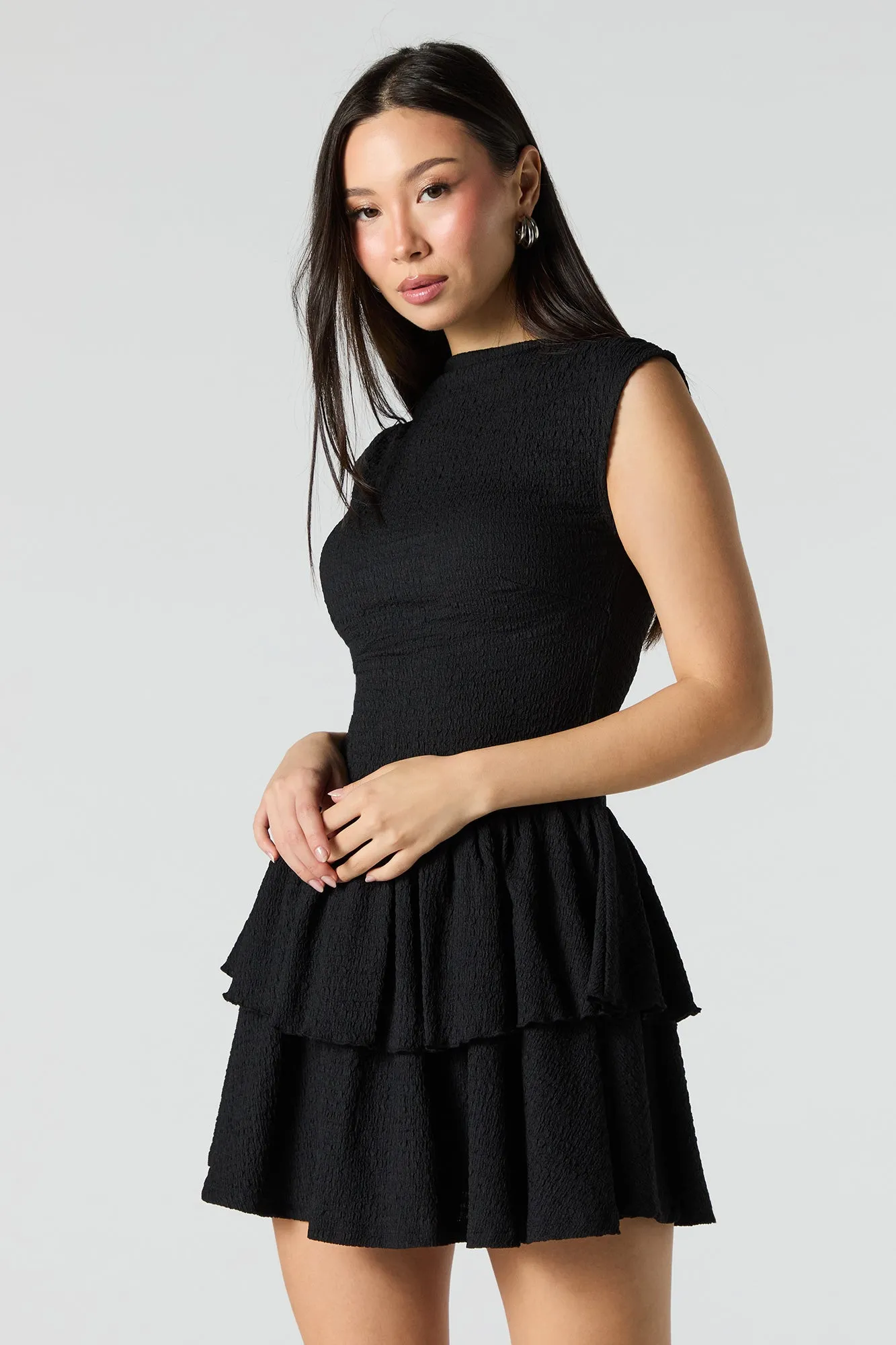 Textured Tiered Mini Dress sold by Urban Planet product image thumbnail 4