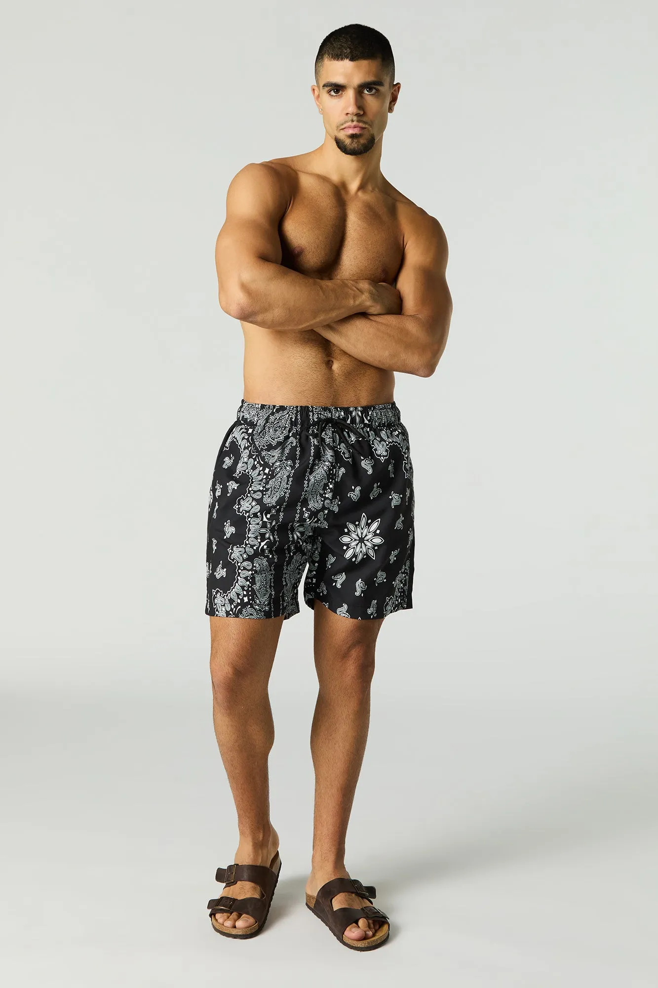 Short de bain imprimé à taille coulissante sold by Urban Planet product image thumbnail 2