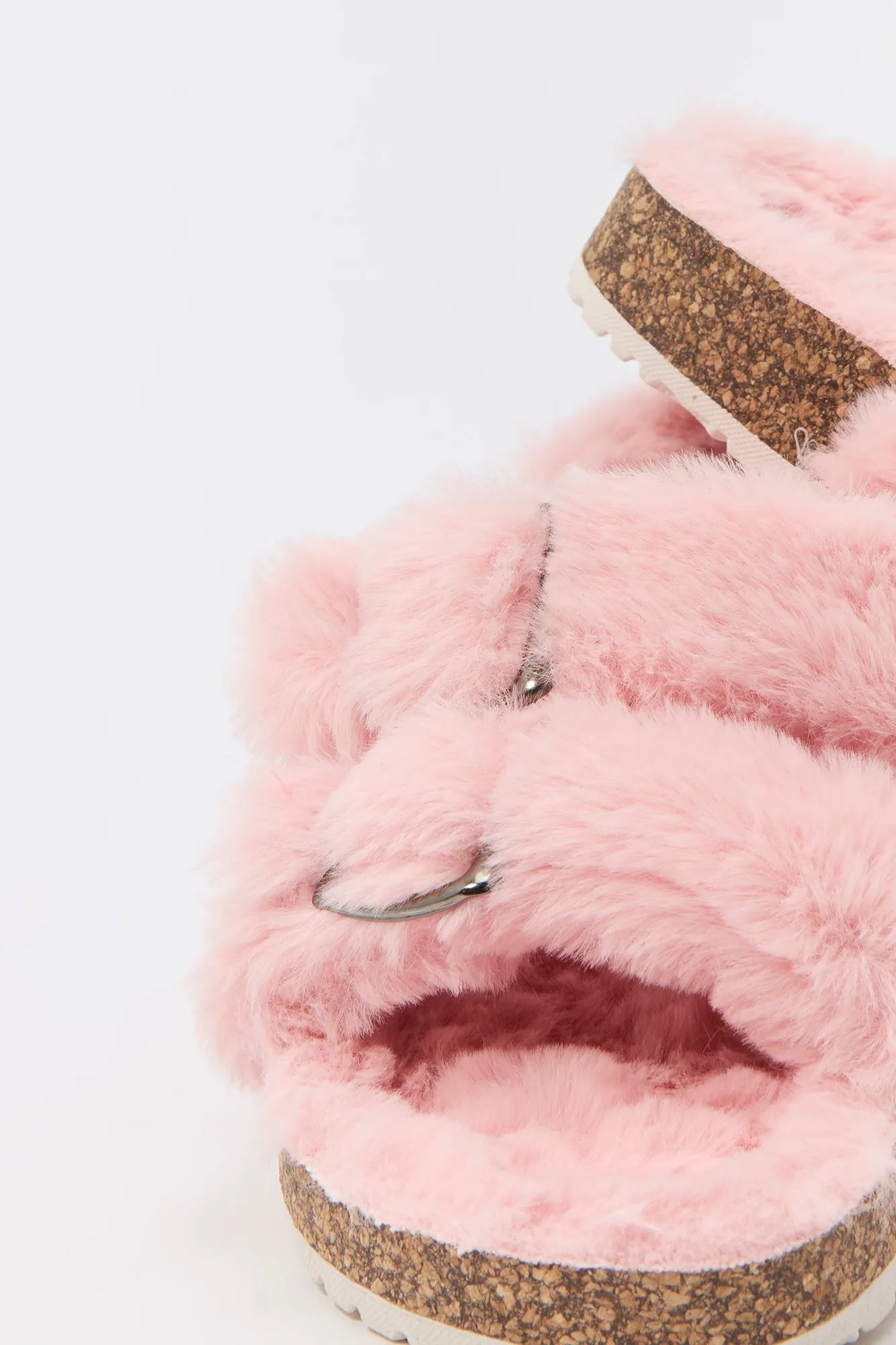 Faux Fur Buckled Cork Slide sold by Urban Planet product image thumbnail 4