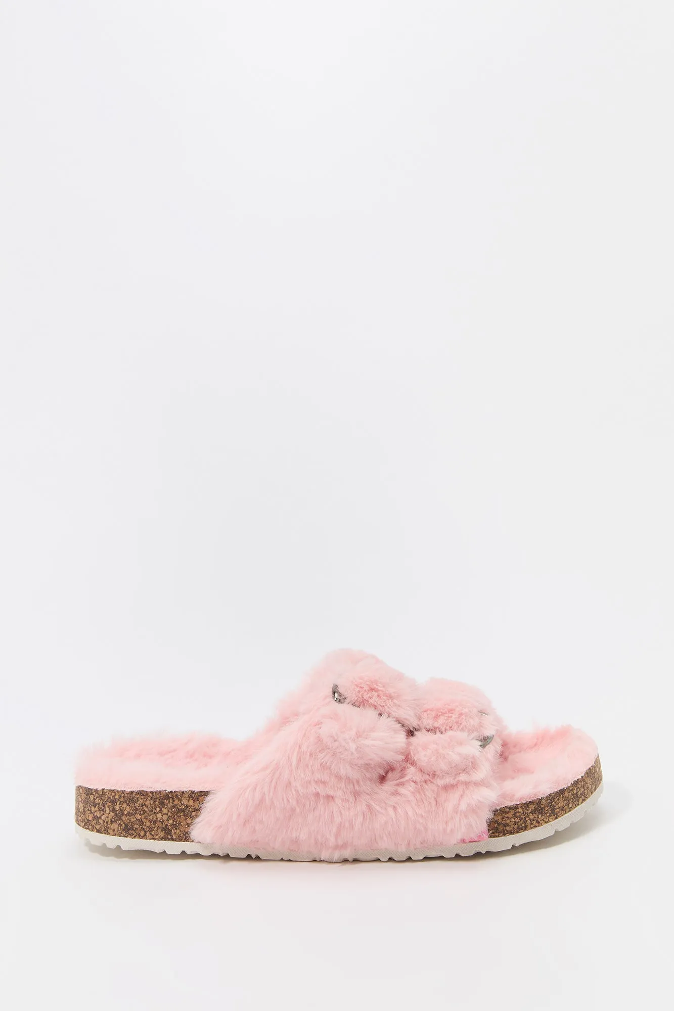 Faux Fur Buckled Cork Slide sold by Urban Planet