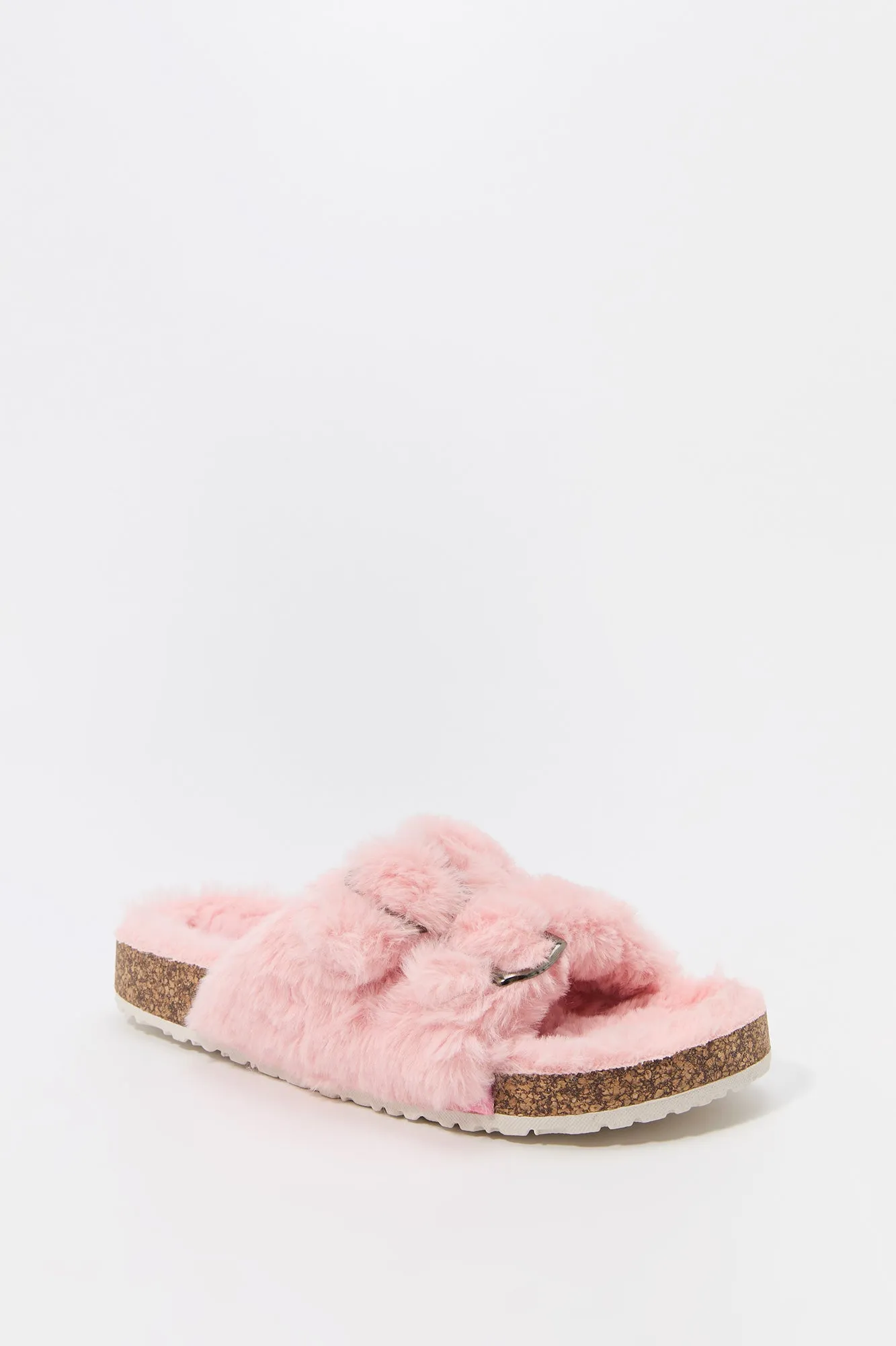 Faux Fur Buckled Cork Slide sold by Urban Planet product image thumbnail 2