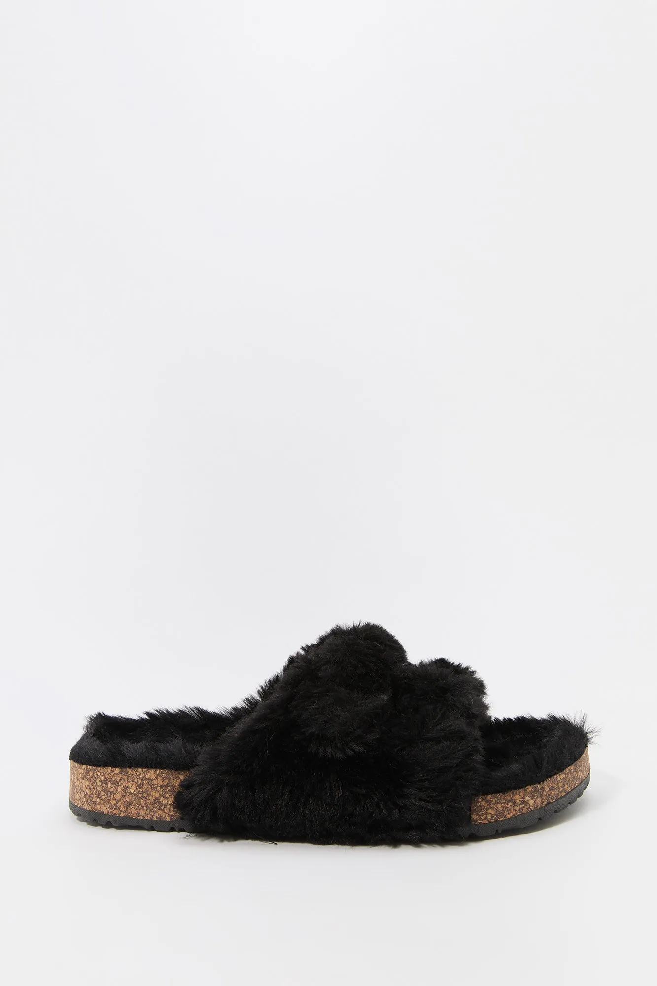 Faux Fur Buckled Cork Slide sold by Urban Planet product image thumbnail 5
