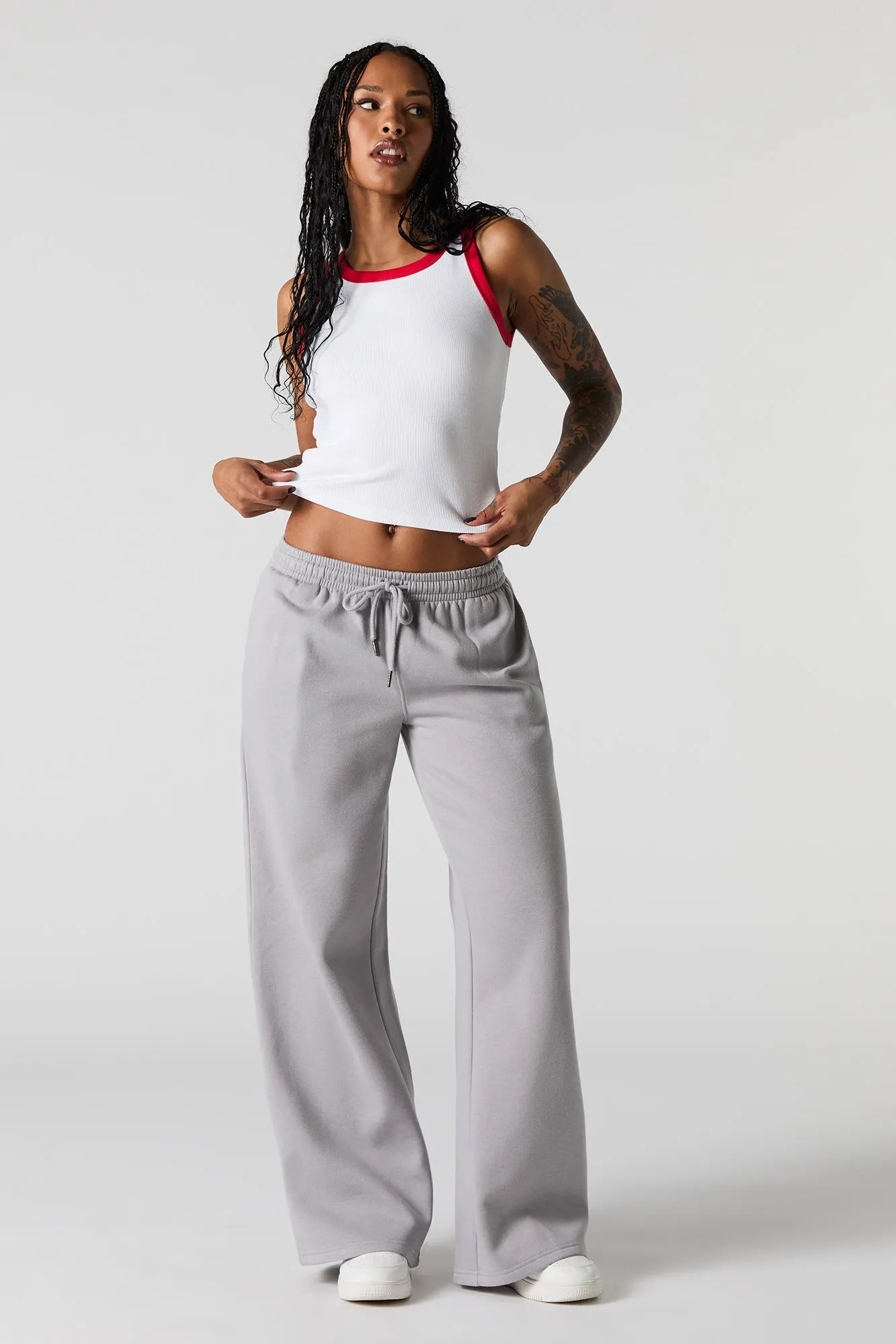 Fleece Wide Leg Sweatpant sold by Urban Planet product image thumbnail 4
