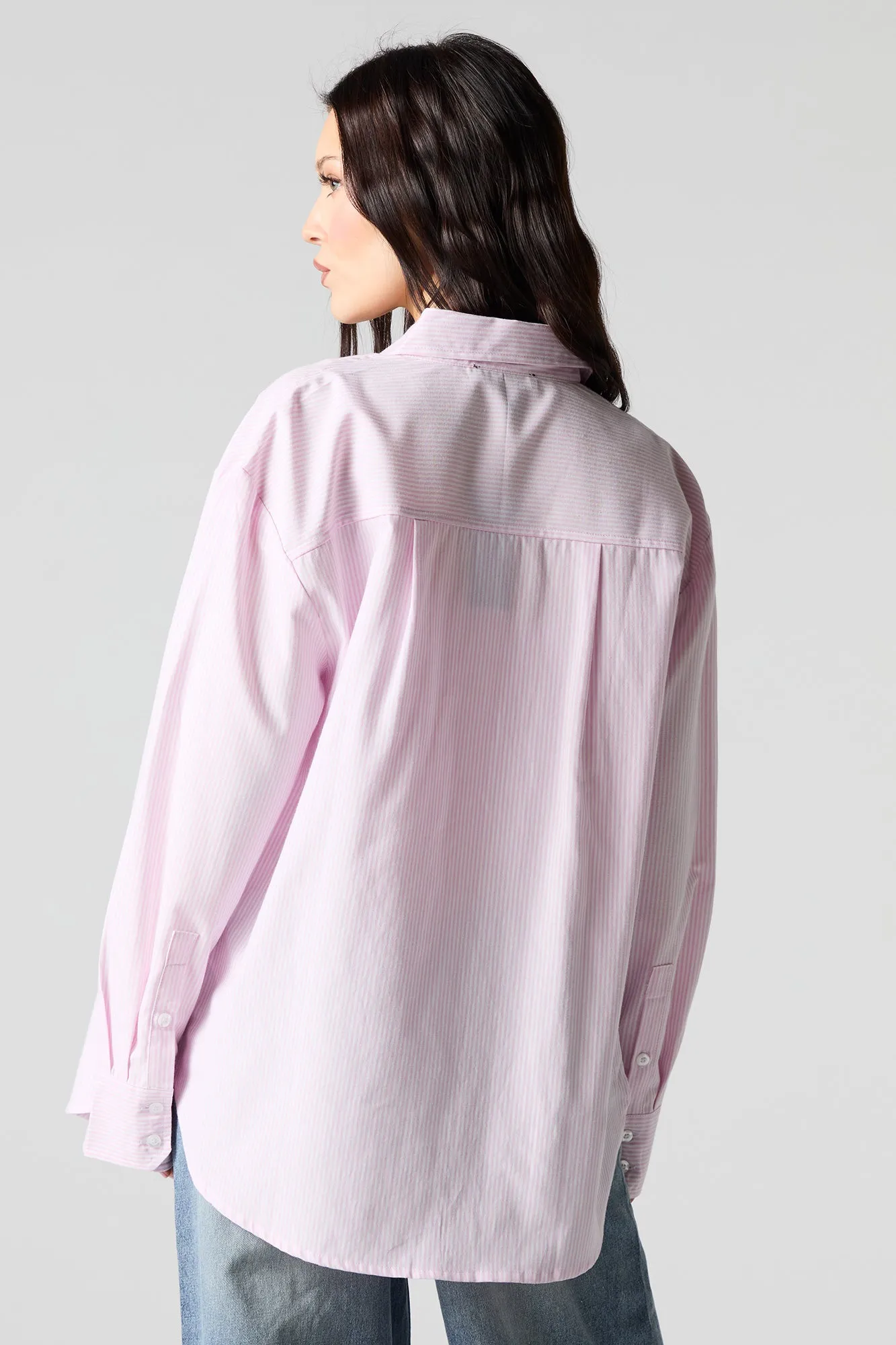Oversized Pinstriped Button-Up Top sold by Urban Planet product image thumbnail 2