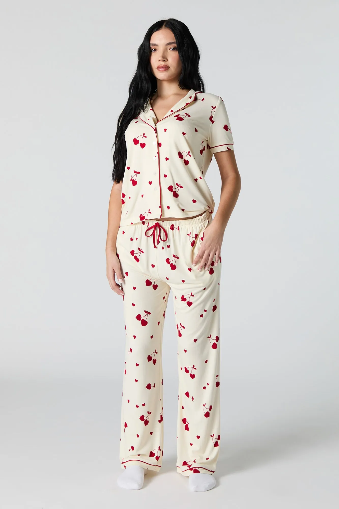 Ensemble-pyjama deux pièces haut boutonné avec col et pantalon sold by Urban Planet product image thumbnail 5