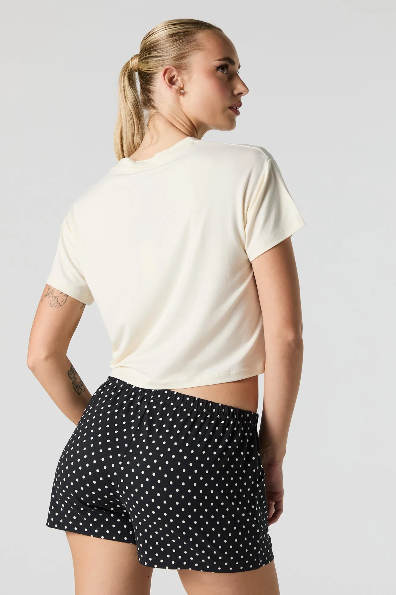 Soft Graphic T-Shirt & Printed Short 2 Piece Pajama Set sold by Urban Planet product image thumbnail 2