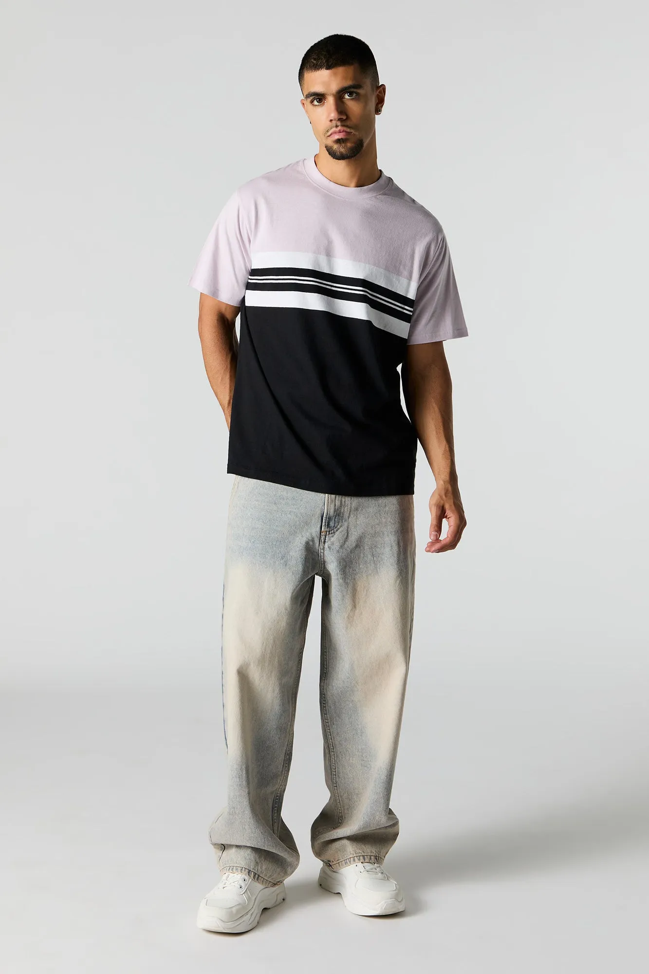 T-shirt rayé avec blocs de couleurs sold by Urban Planet product image thumbnail 3