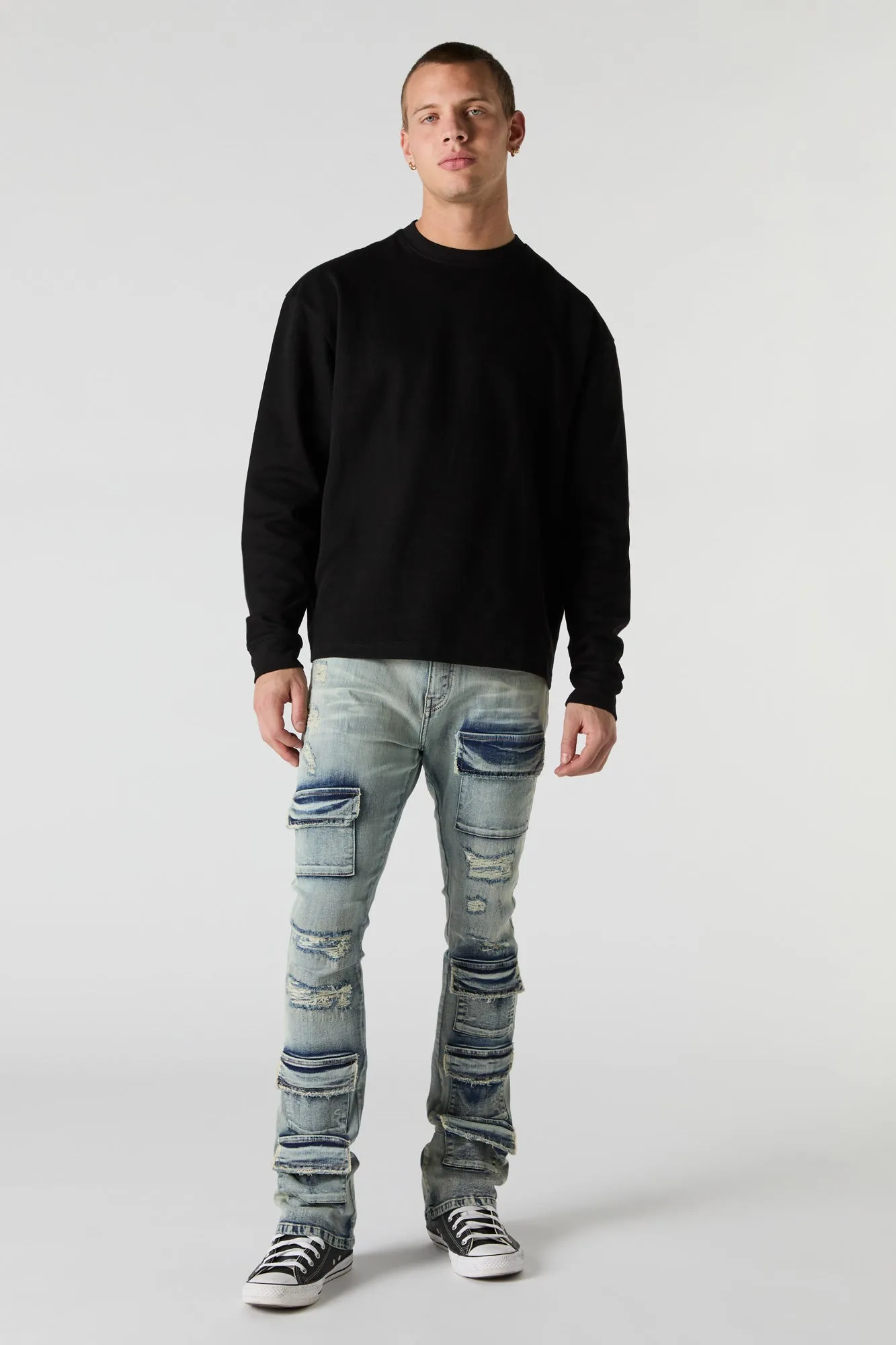 Distressed Denim Stacked Cargo Jean sold by Urban Planet product image thumbnail 5