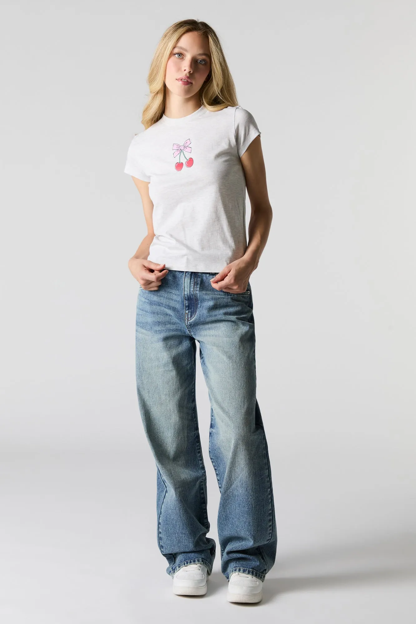 Rhinestone Cherry Bow Fitted T-Shirt sold by Urban Planet product image thumbnail 3