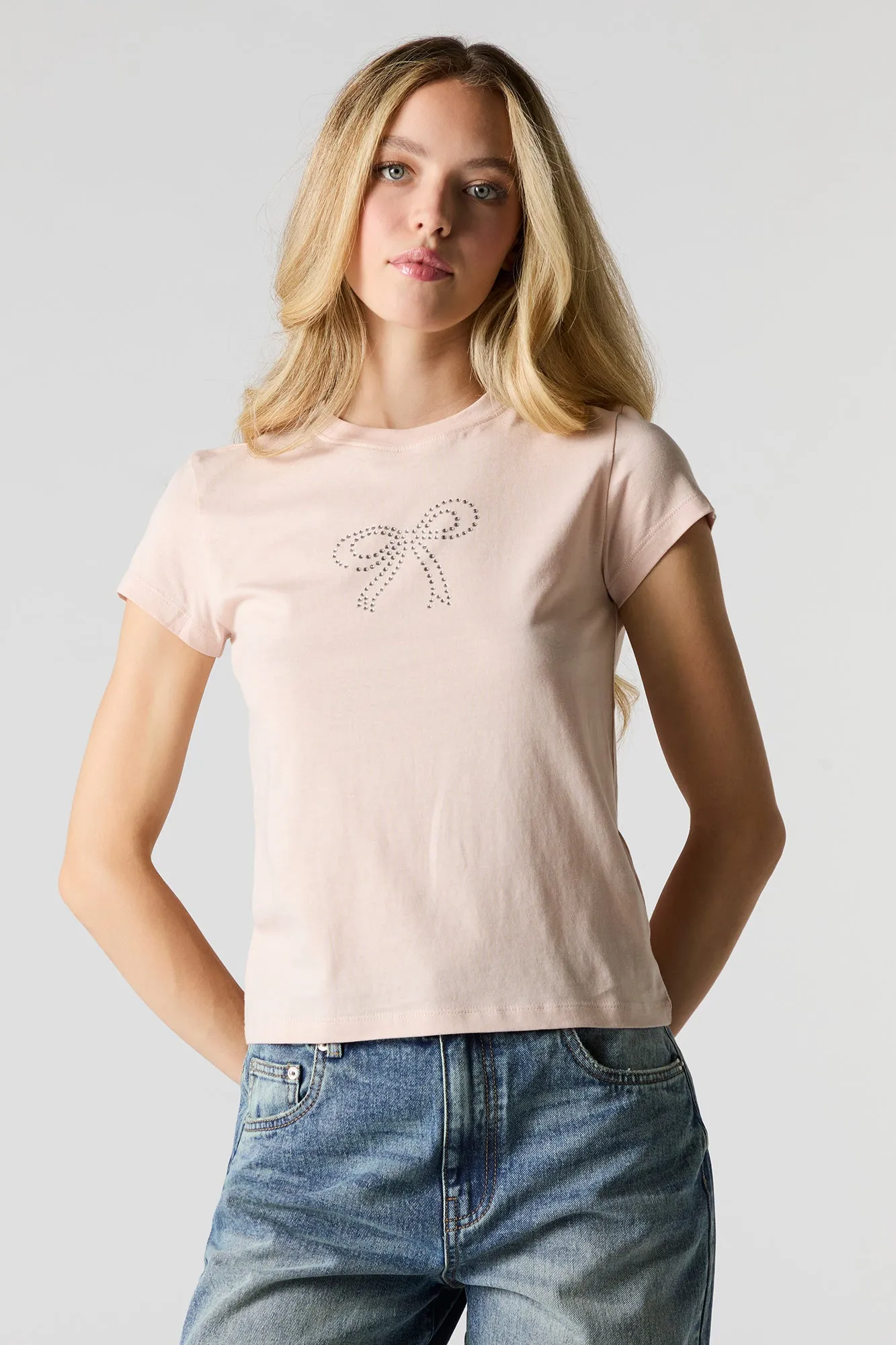 T-shirt ajusté avec boucle ornée de pierres du Rhin sold by Urban Planet product image thumbnail 4