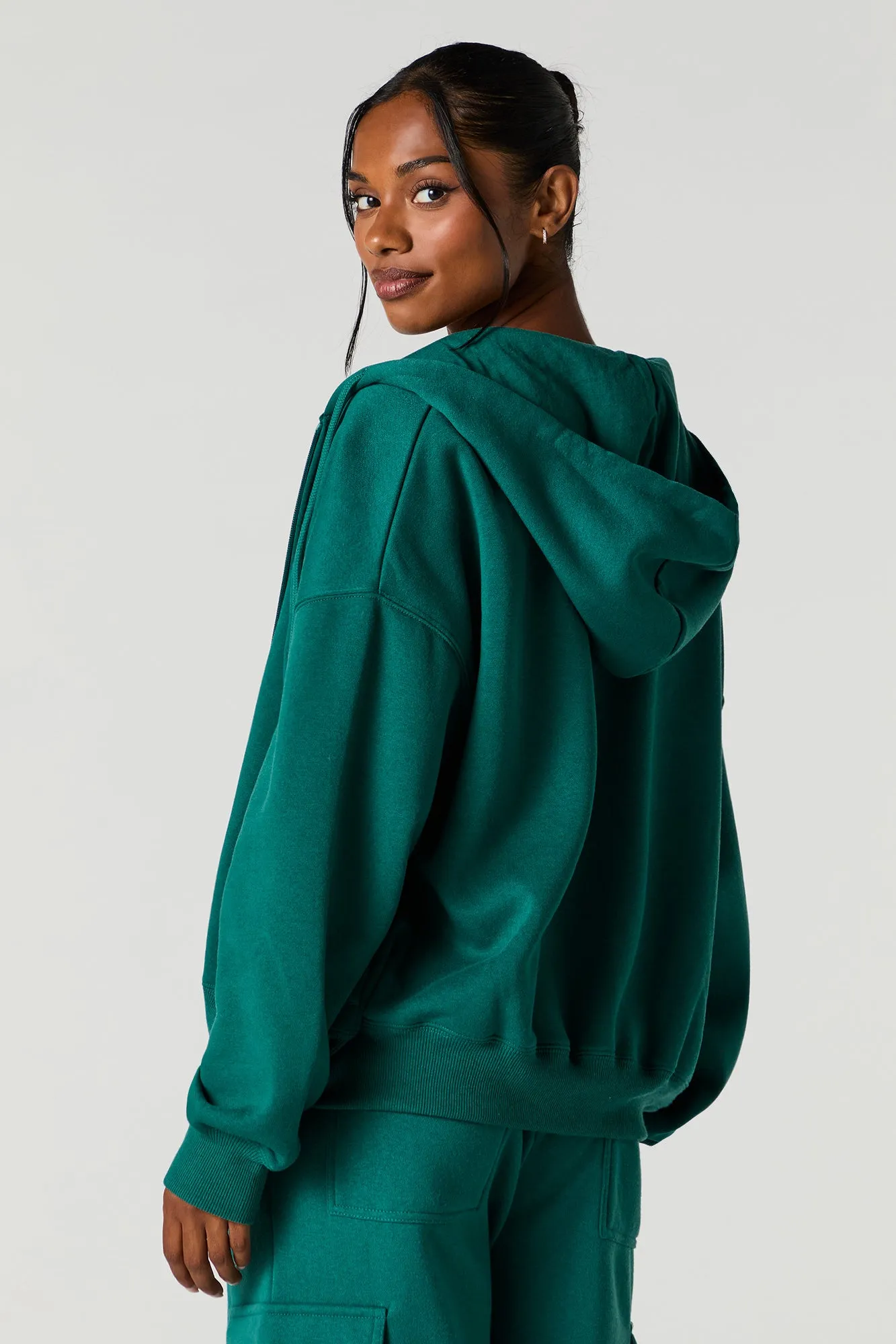 Boxy Zip-Up Fleece Hoodie sold by Urban Planet product image thumbnail 4
