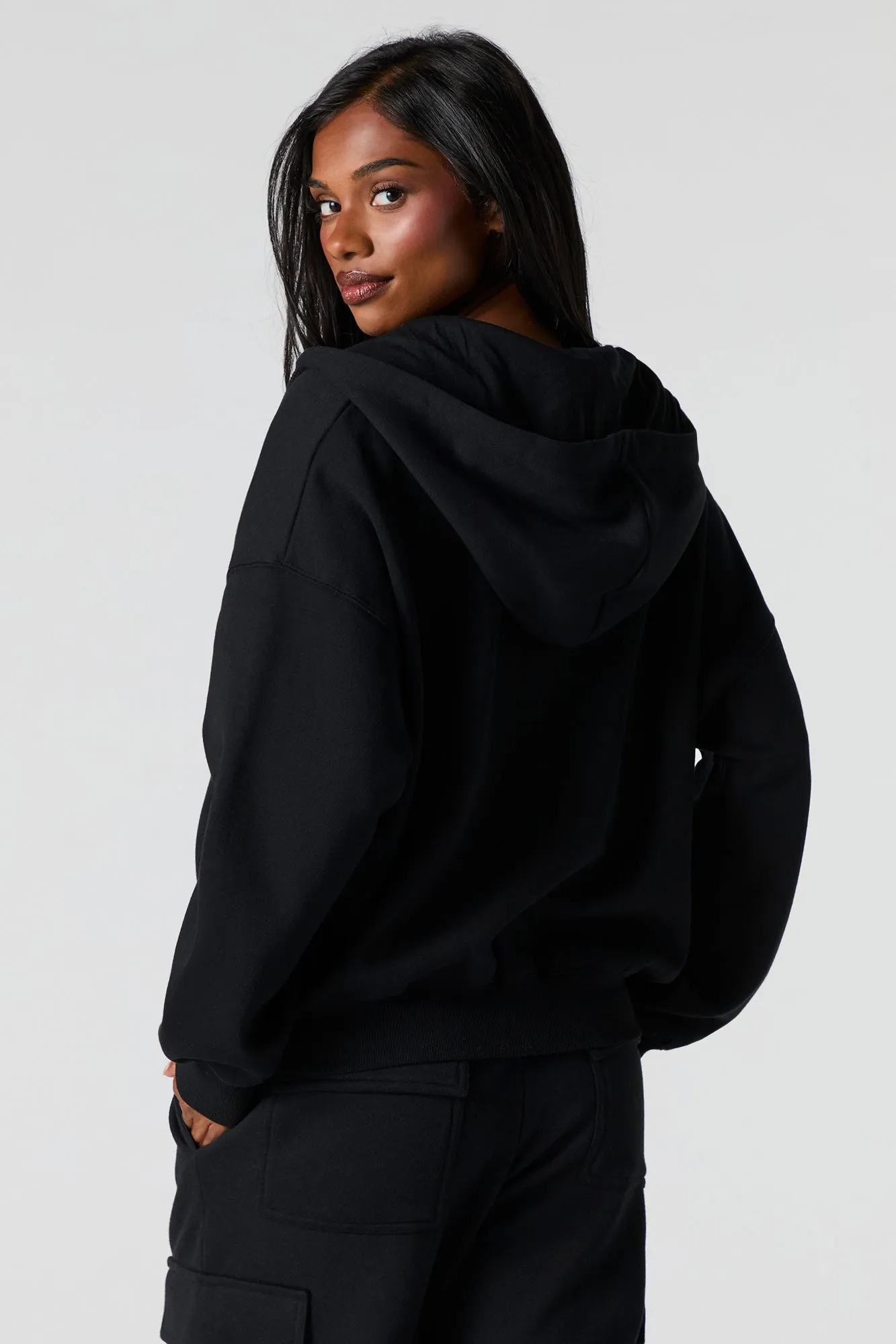 Boxy Zip-Up Fleece Hoodie sold by Urban Planet product image thumbnail 2