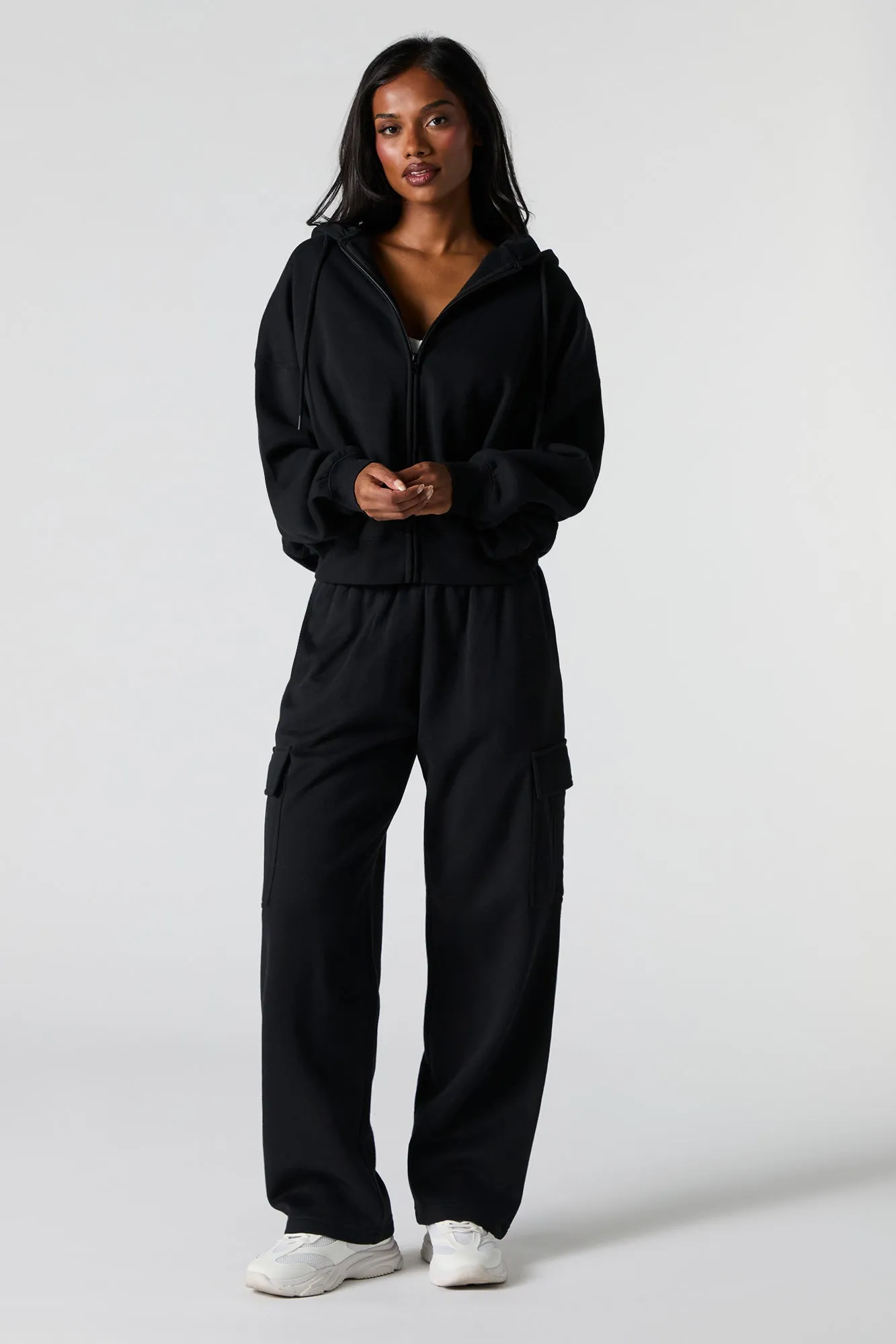 Boxy Zip-Up Fleece Hoodie sold by Urban Planet product image thumbnail 3