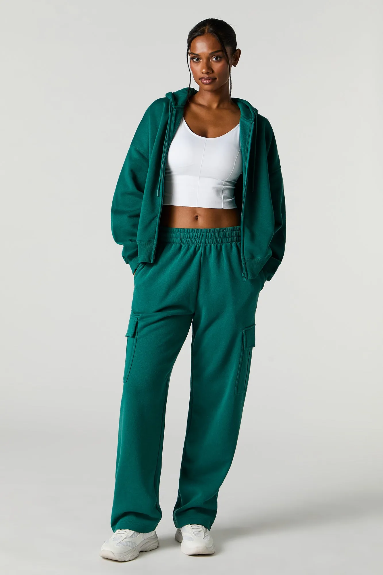 Boxy Zip-Up Fleece Hoodie sold by Urban Planet product image thumbnail 5