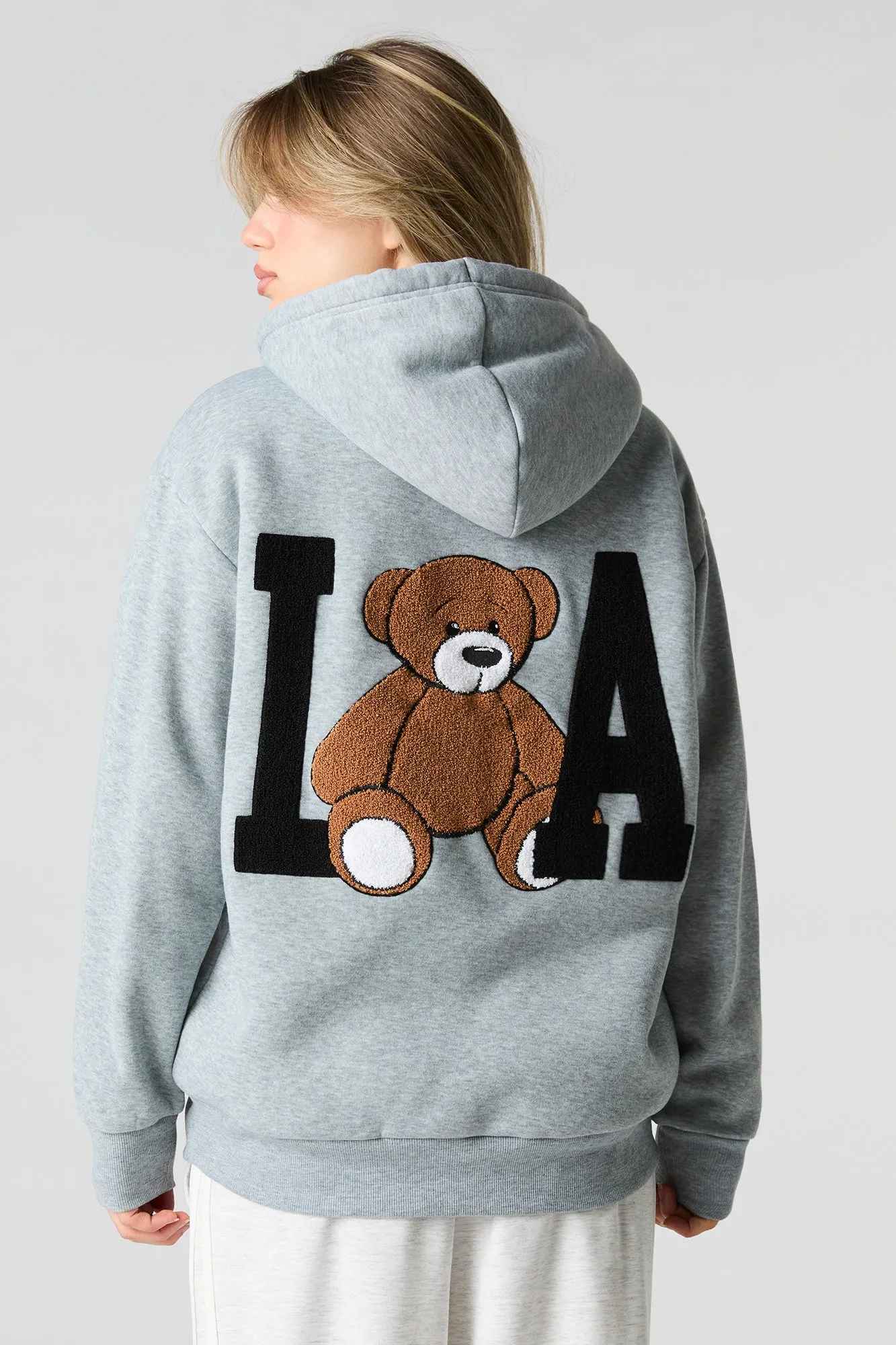 Chenille Embroidered Faux Fur Lined Fleece Hoodie sold by Urban Planet product image thumbnail 2