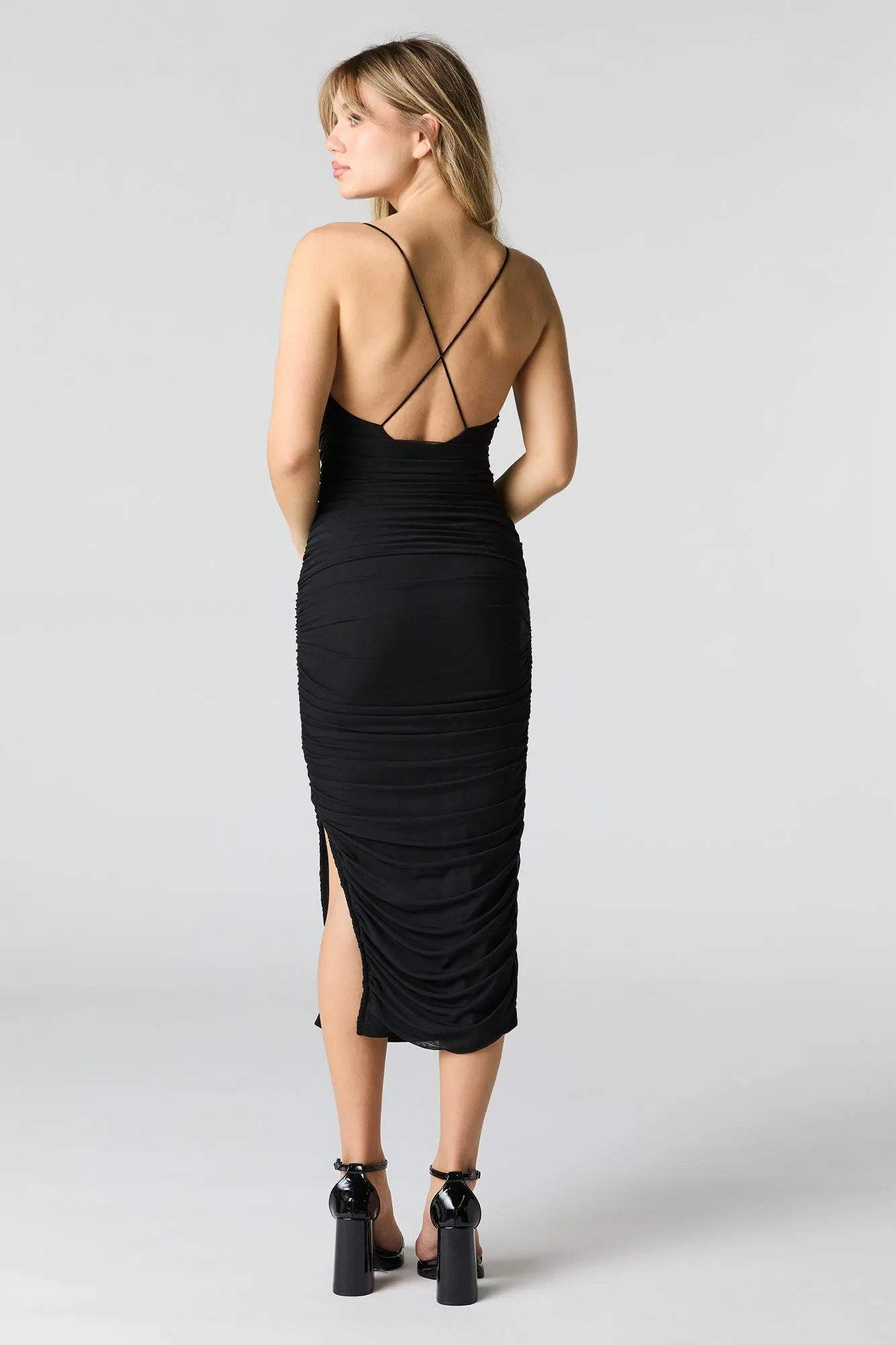 Mesh Ruched Bodycon Midi Dress sold by Urban Planet product image thumbnail 5