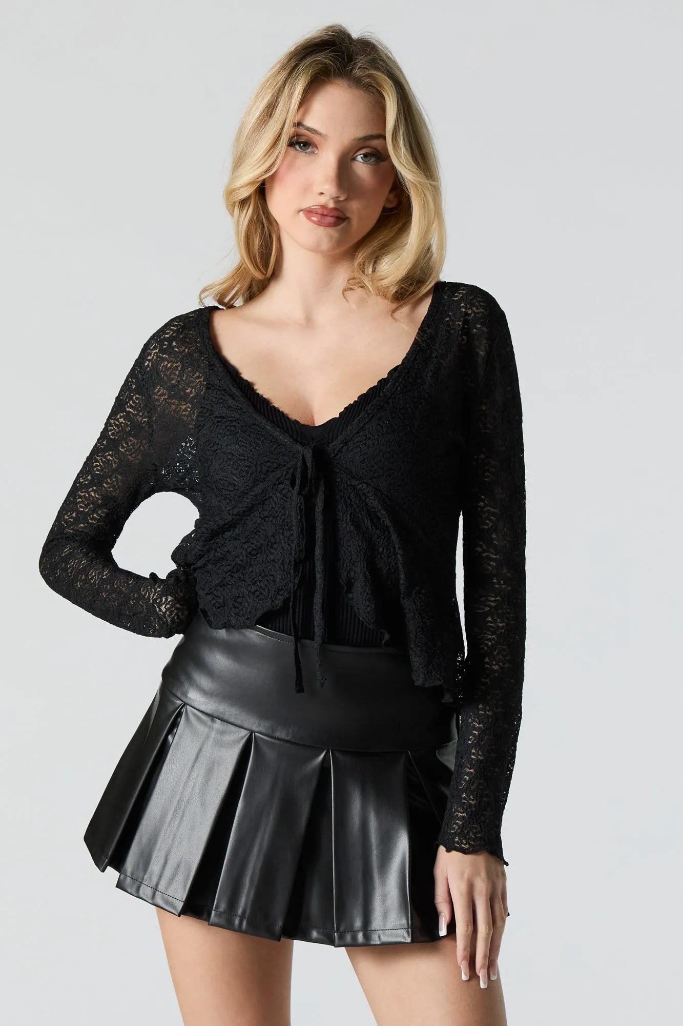 Faux Leather Pleated Mini Skort sold by Urban Planet product image thumbnail 5