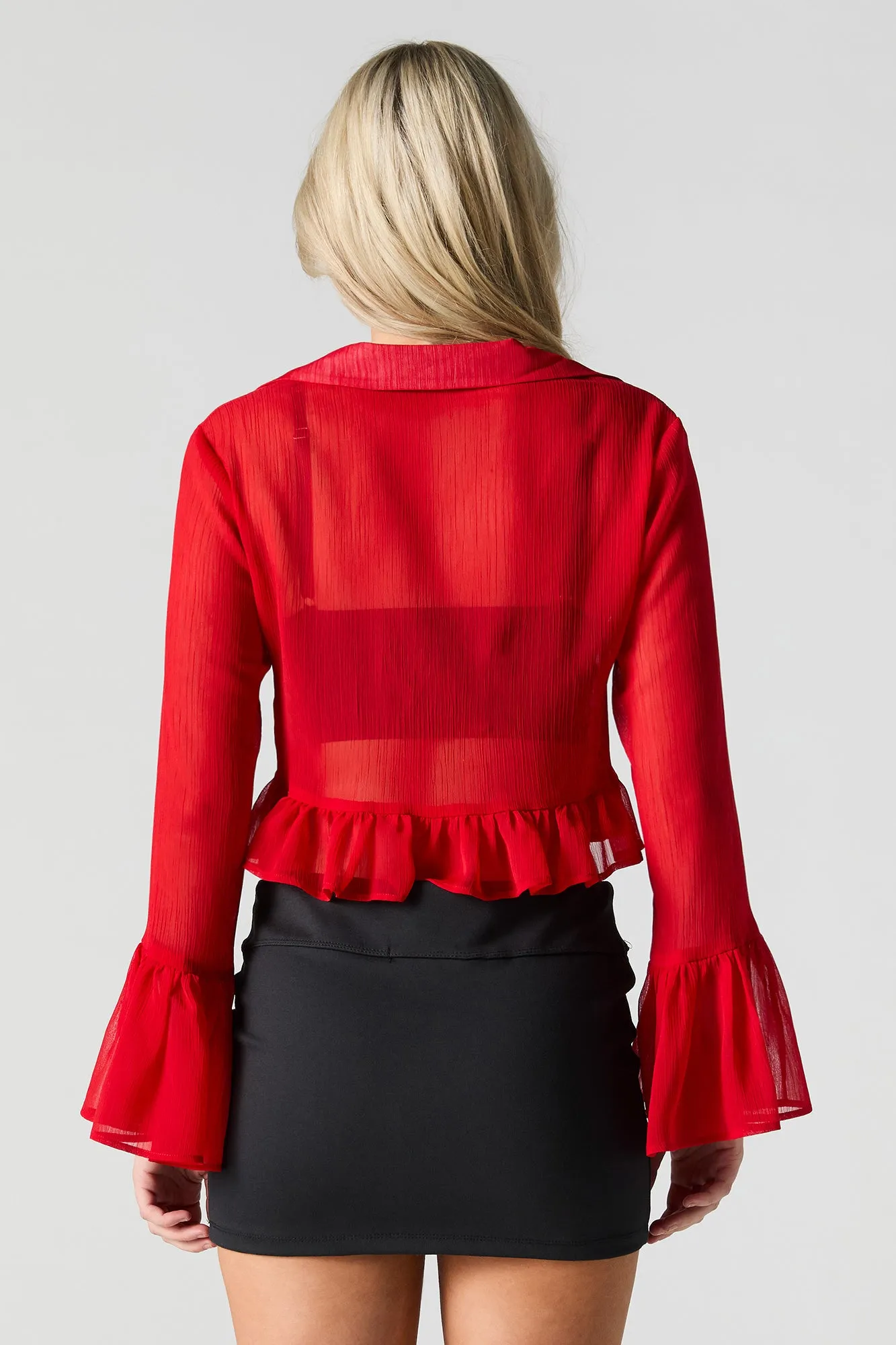 Haut semi-diaphane à manche longue et attache à l'avant sold by Urban Planet product image thumbnail 2