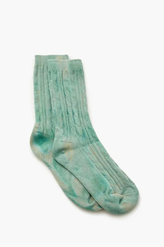 Tie Dye Cable Knit Crew Socks sold by Urban Planet