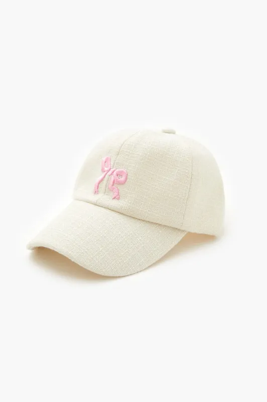 Bow Embroidered Textured Baseball Hat sold by Urban Planet