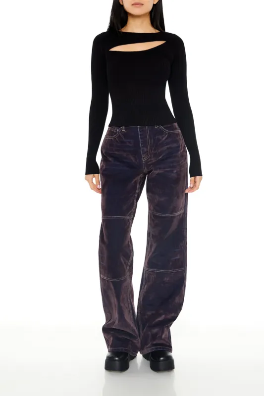 Jean évasé taille haute floqué sold by Urban Planet