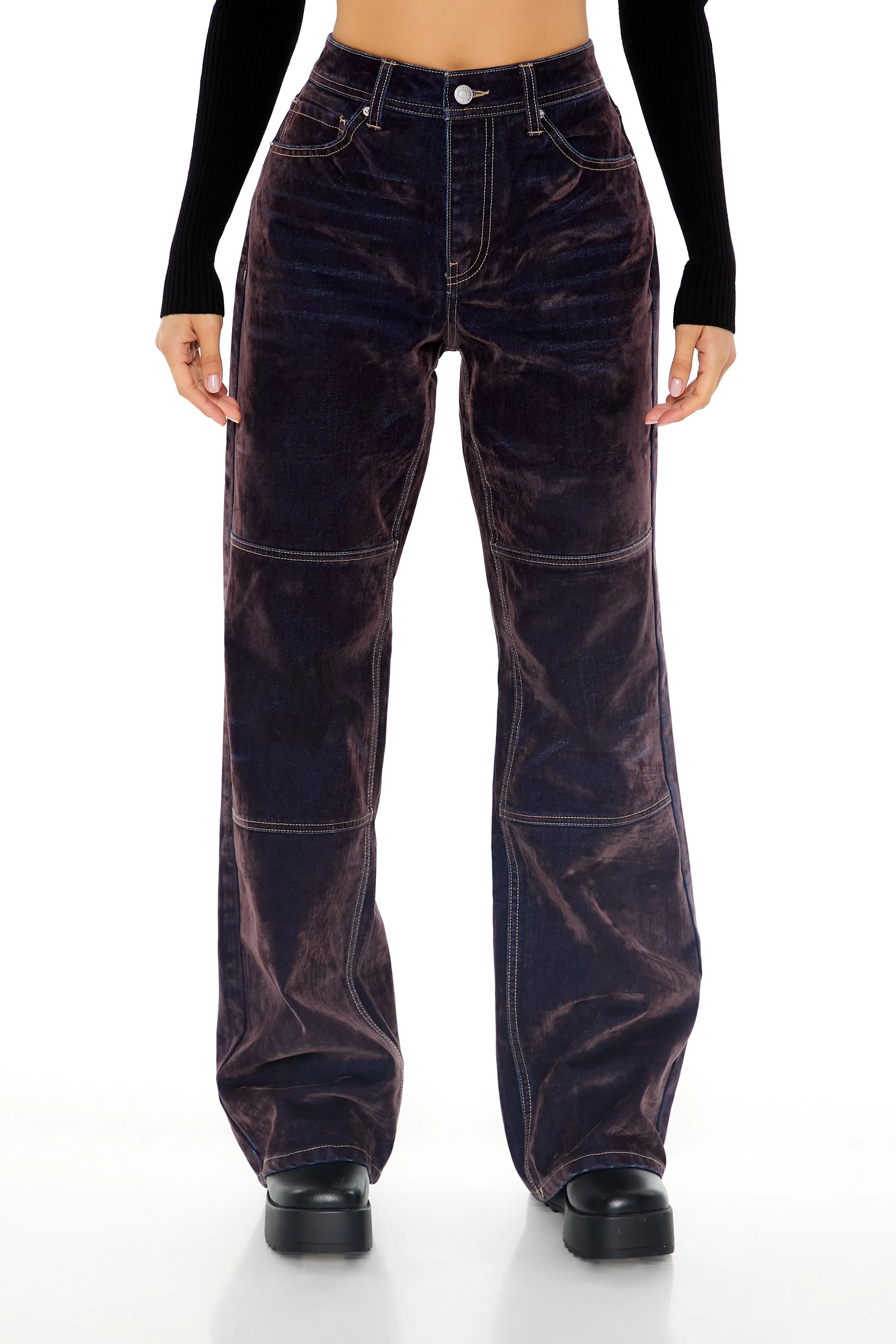 Jean évasé taille haute floqué sold by Urban Planet product image thumbnail 2