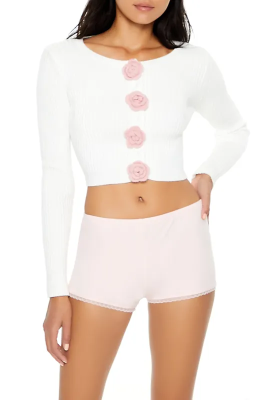 Cropped Rosette Cardigan Sweater sold by Urban Planet