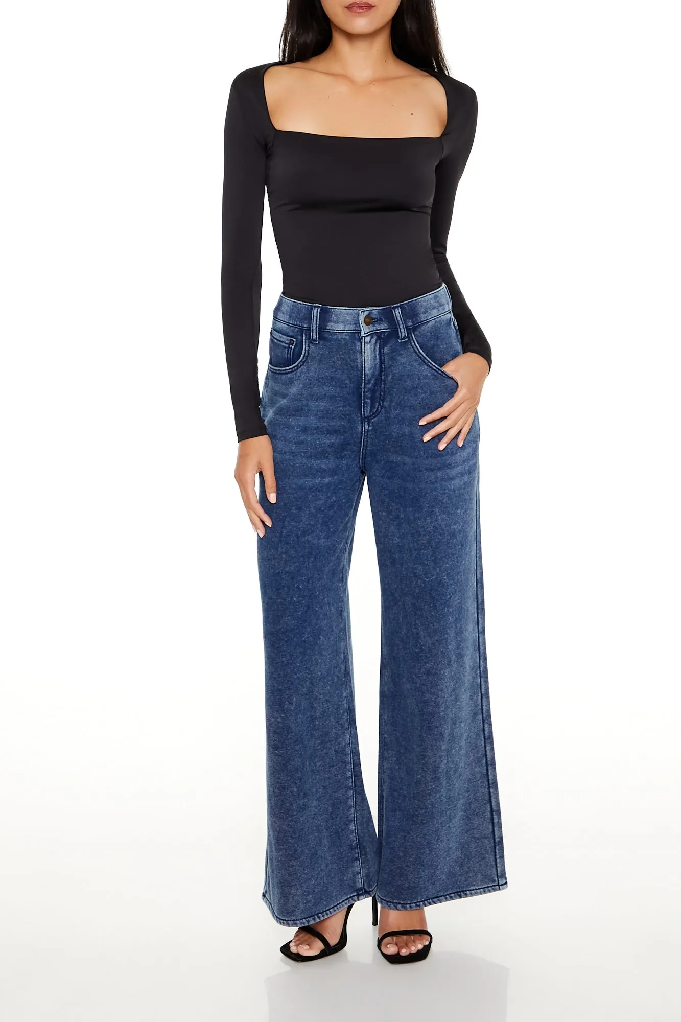 Faux Denim French Terry Sweatpant sold by Urban Planet
