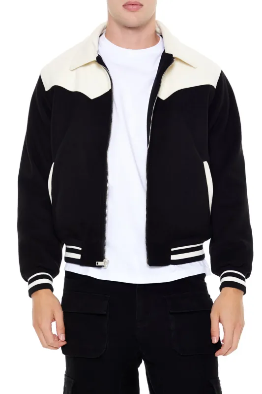 Colorblock Zip-Up Bomber Jacket sold by Urban Planet
