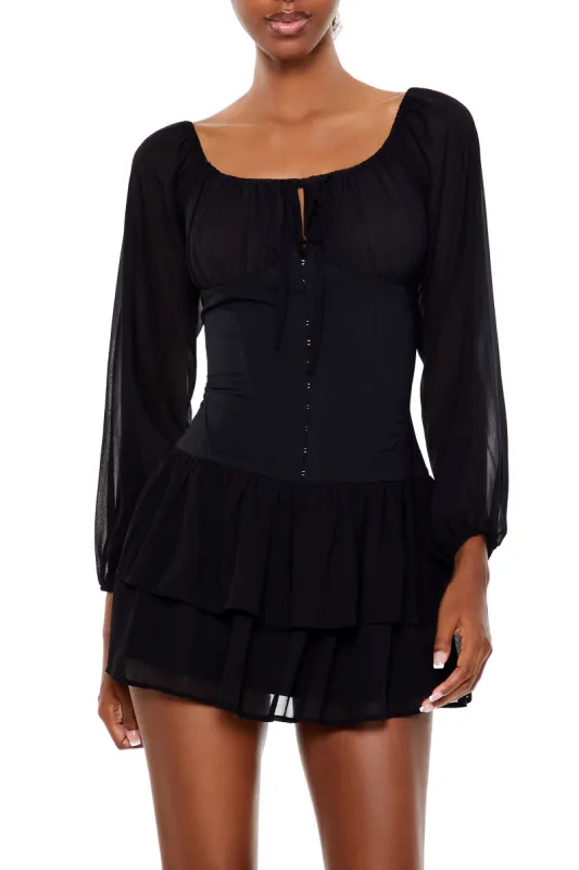 Minirobe-corset volantée en chiffon sold by Urban Planet