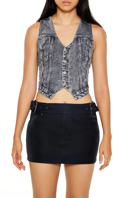 Notched Denim Vest sold by Urban Planet