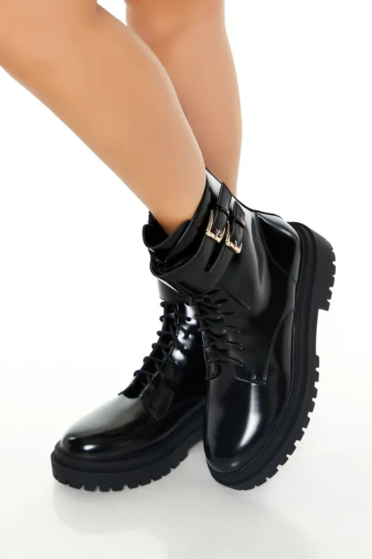 Buckled Lug-Sole Combat Booties sold by Urban Planet