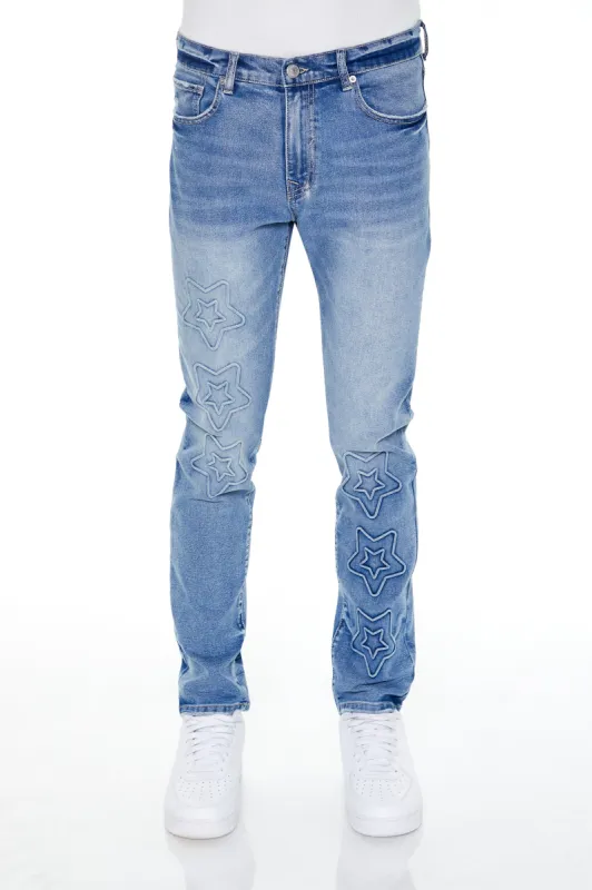 Jean ajuté texturé avec motif Étoile sold by Urban Planet