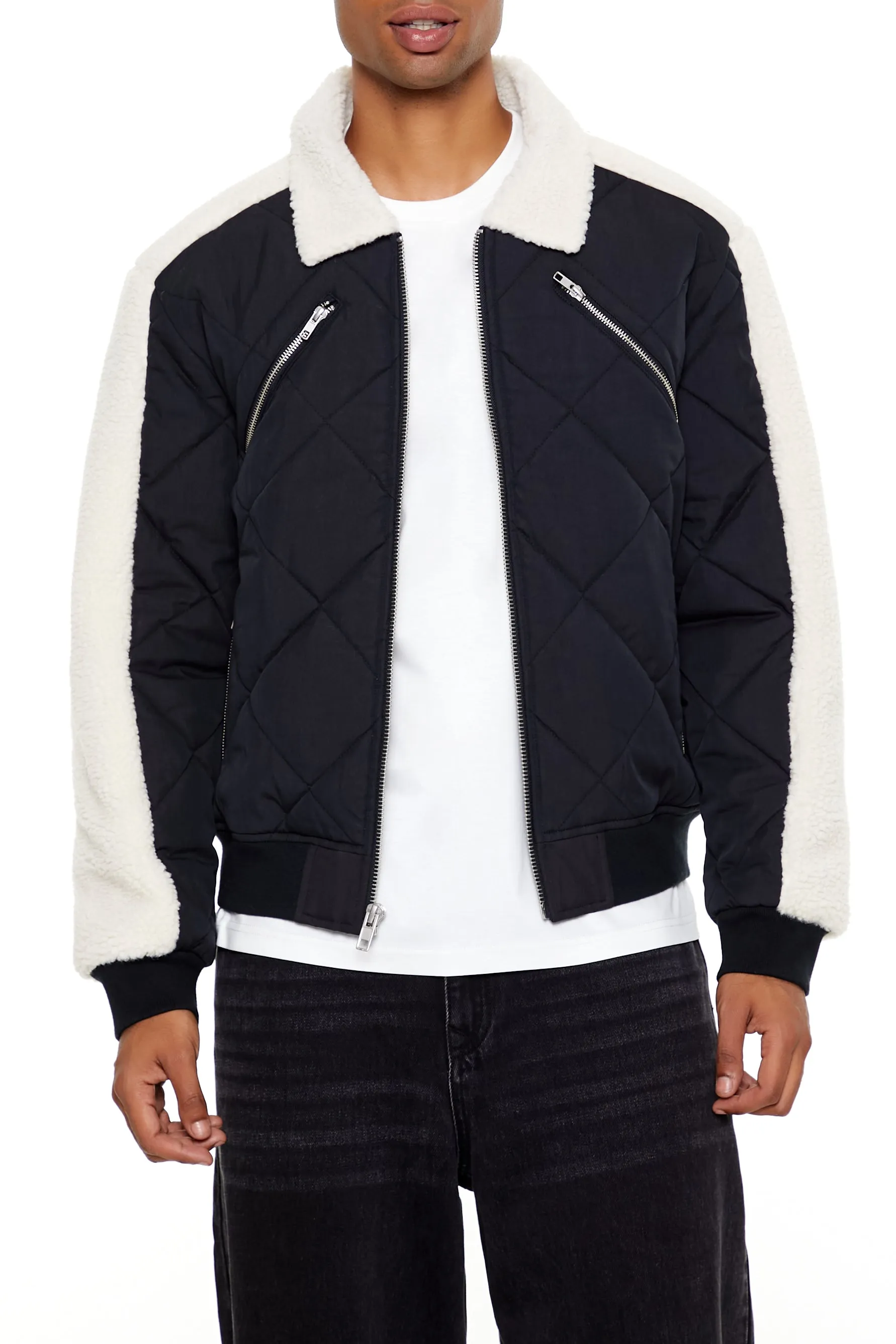 Quilted Faux Shearling Jacket sold by Urban Planet