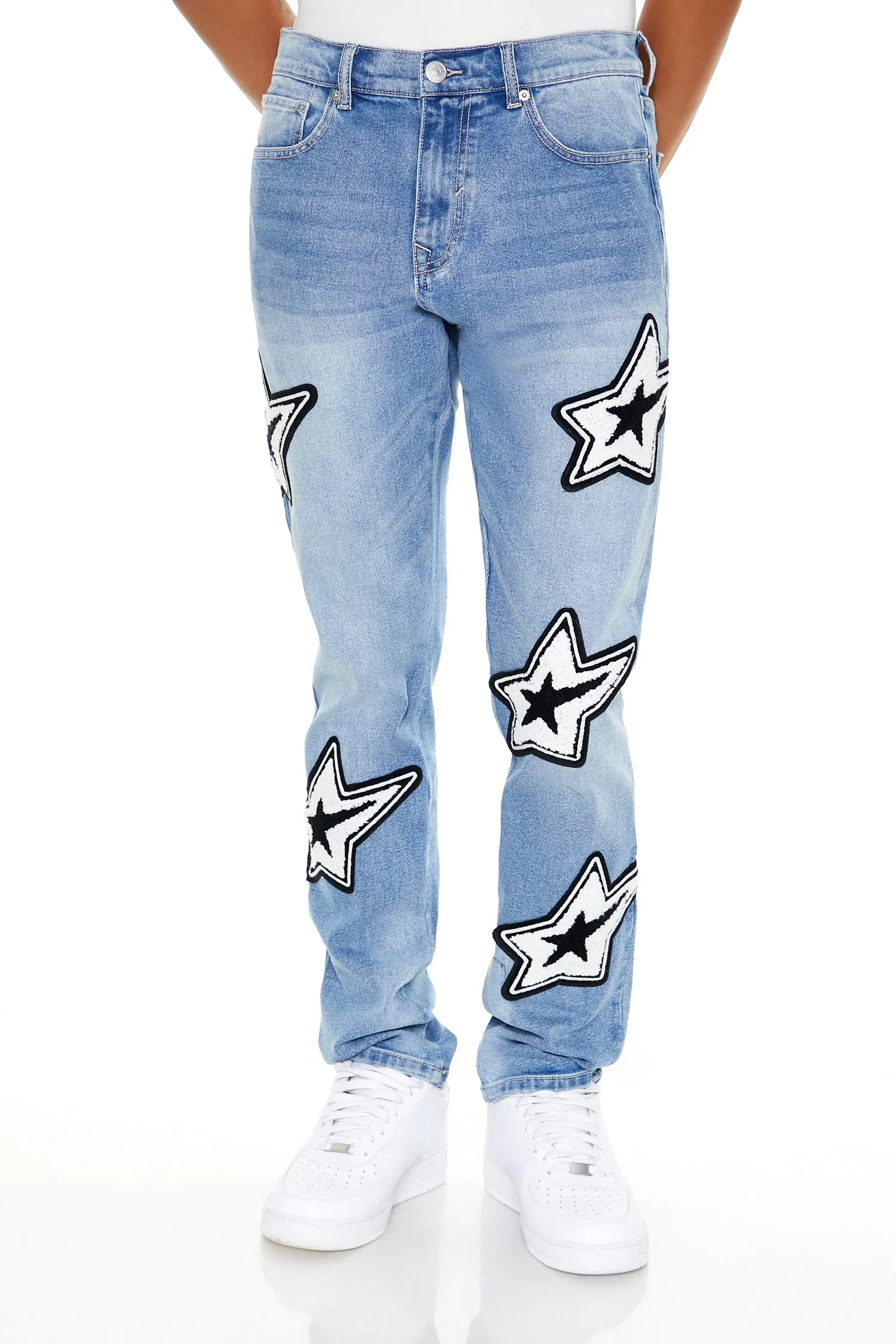 Slim-Fit Star Patch Jeans sold by Urban Planet