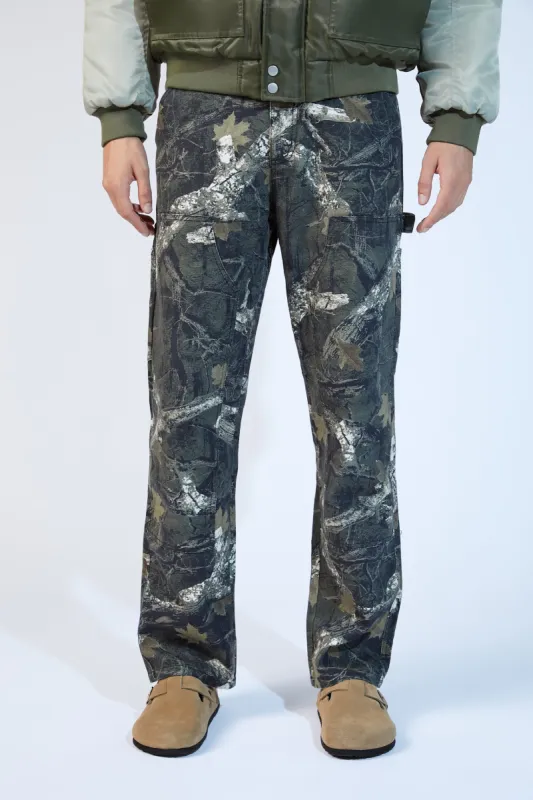 Leaf Print Zip-Up Trucker Jacket sold by Urban Planet