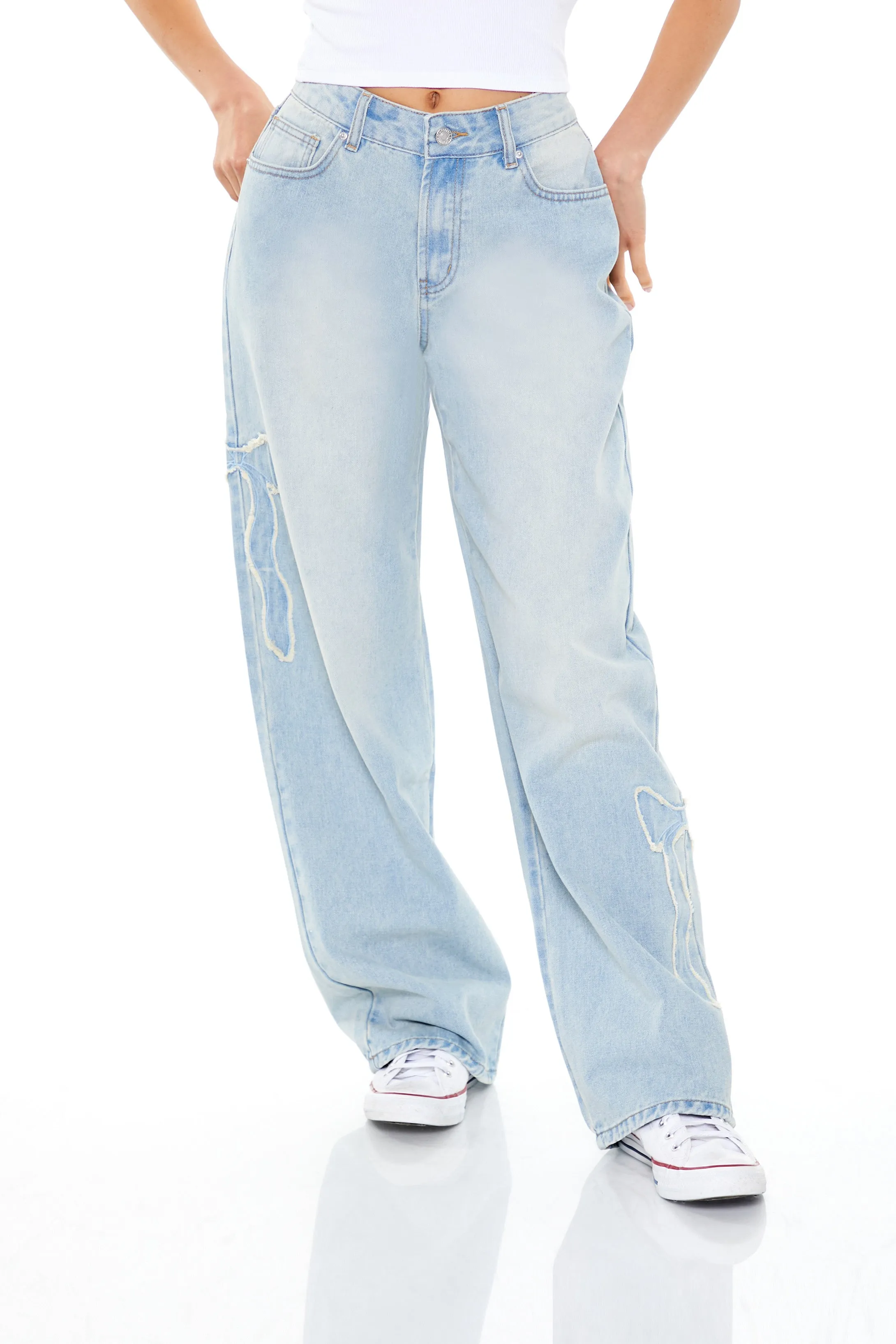 Frayed Bow Mid-Rise Baggy Jean sold by Urban Planet product image thumbnail 2