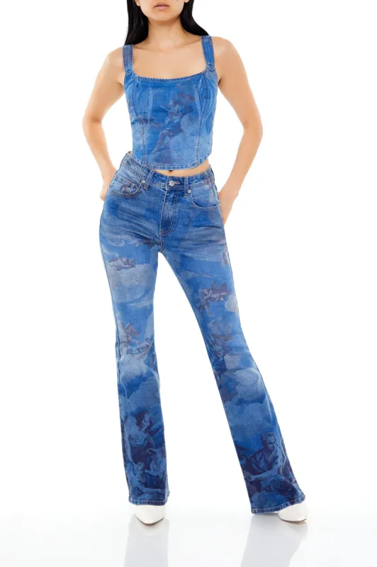 Jean à jambe évasée et taille haute avec imprimé Angel sold by Urban Planet