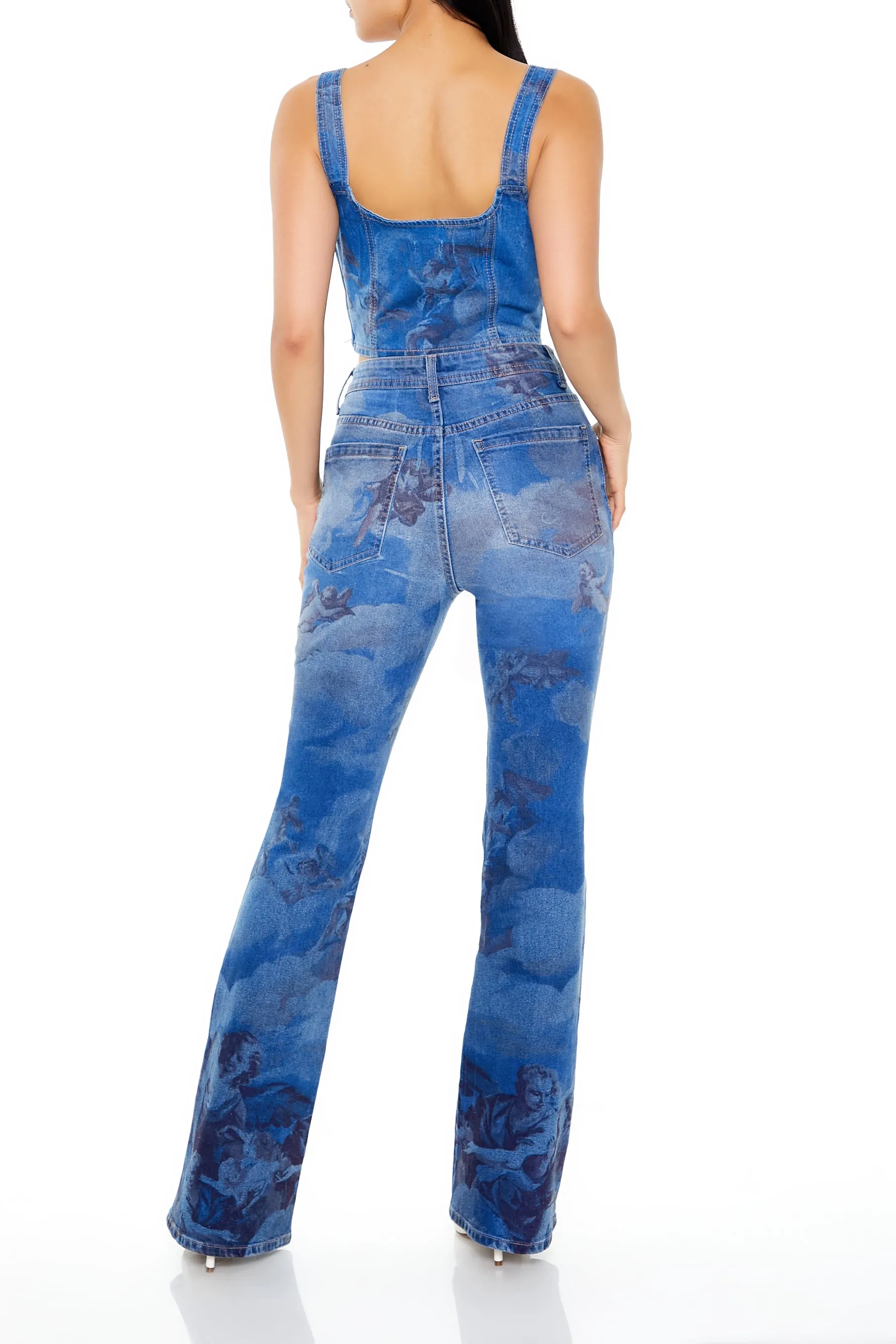 Jean à jambe évasée et taille haute avec imprimé Angel sold by Urban Planet product image thumbnail 3