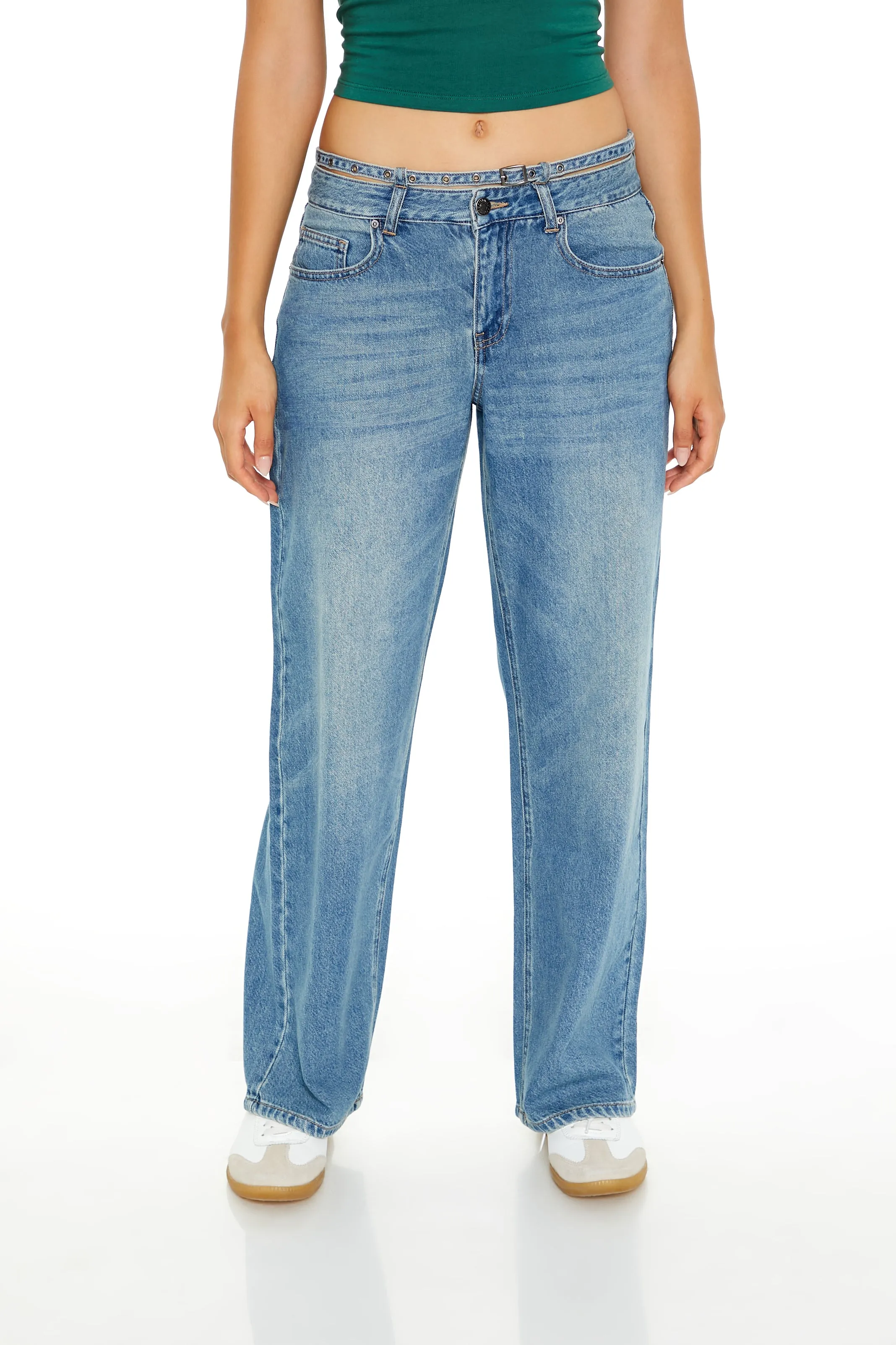 Belted Low-Rise Baggy Jeans sold by Urban Planet product image thumbnail 2