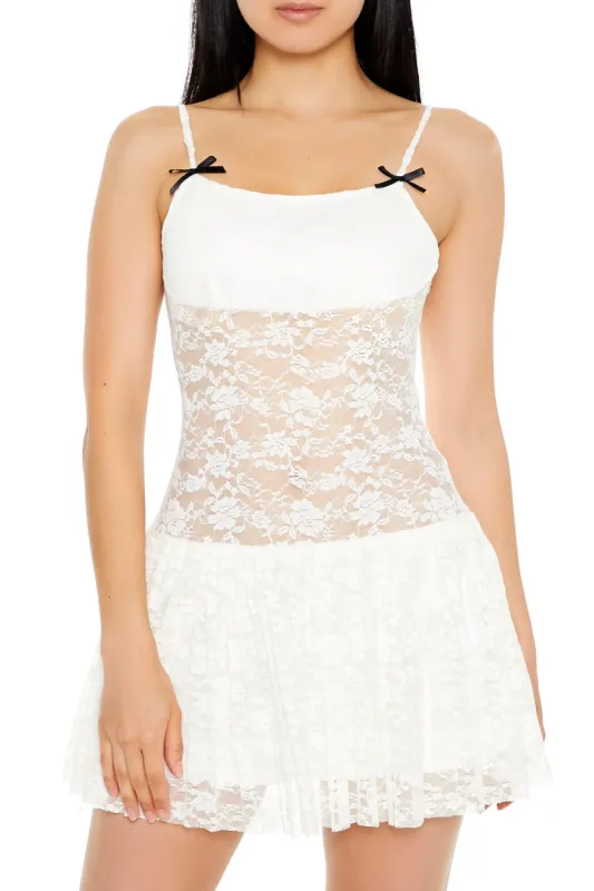Sheer Lace Bow Mini Dress sold by Urban Planet