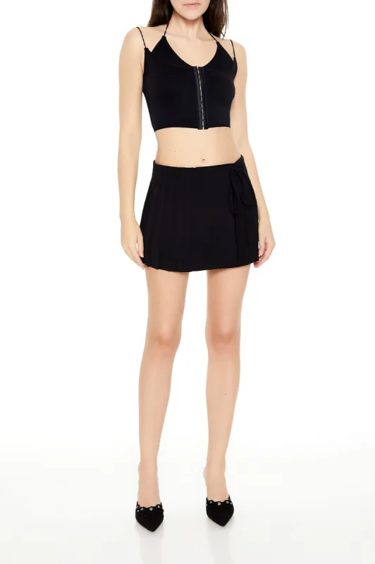 Pleated Mock Wrap Mini Skirt sold by Urban Planet