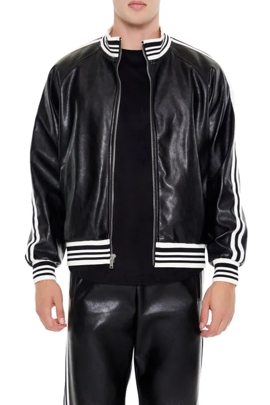 Varsity-Striped Bomber Jacket sold by Urban Planet