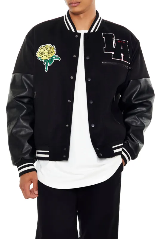 Blouson de style universitaire avec empiècement LA en chenille sold by Urban Planet