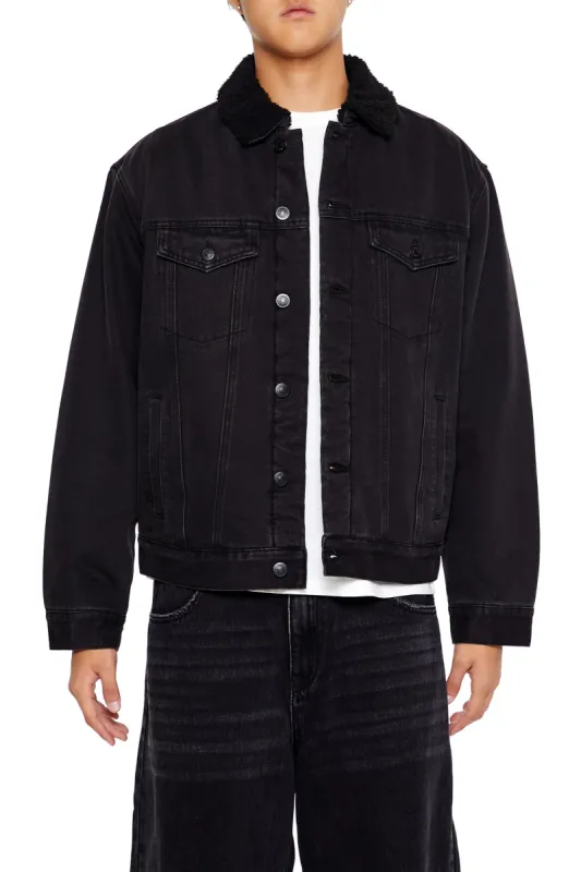 Faux Fur Collared Denim Jacket sold by Urban Planet